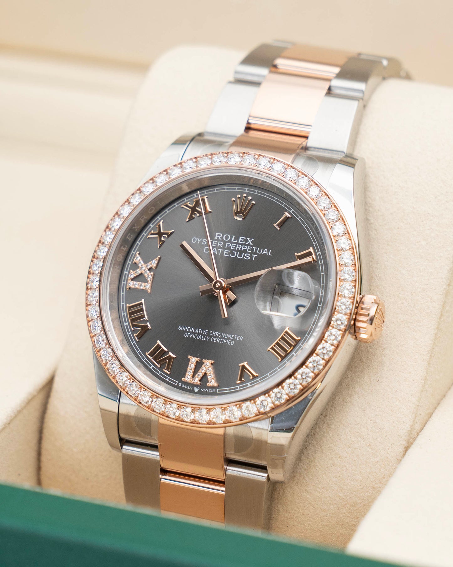 Rolex Datejust 36mm 126281RBR Two Tone Rose Gold Diamond Bezel and Roman Numerals 2025