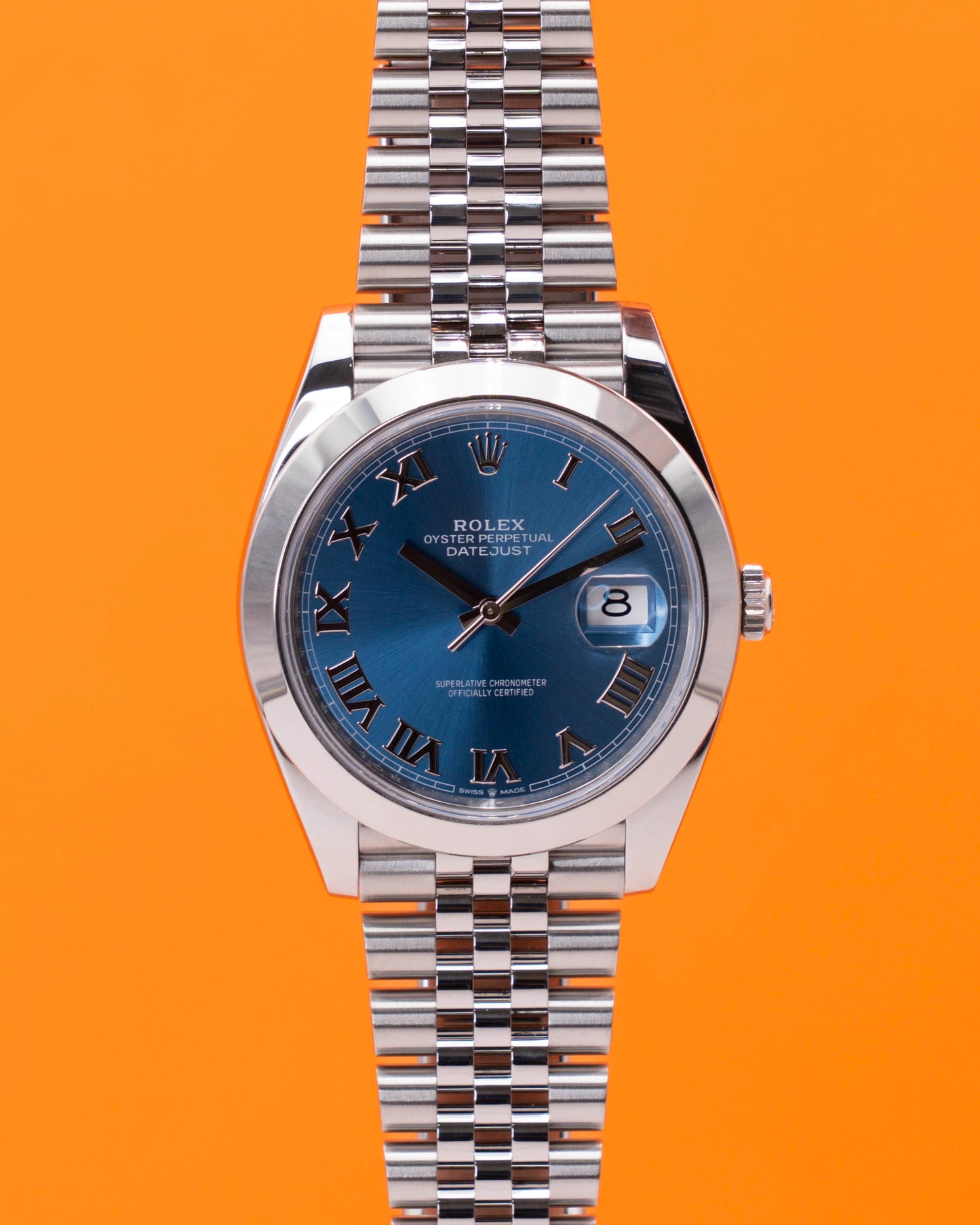 Rolex Datejust 41mm 126334 Blue Roman Dial FLuted Jubilee