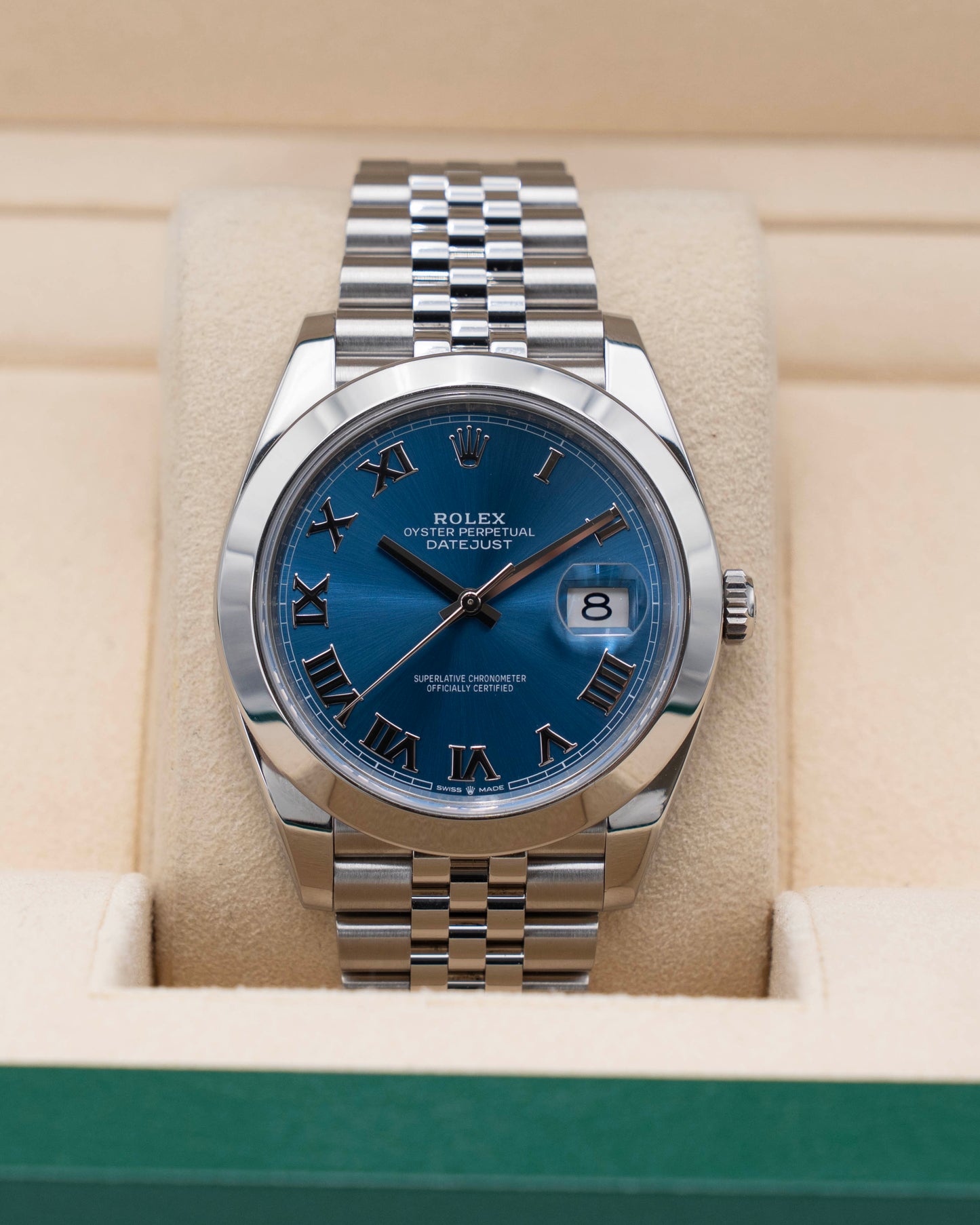 Rolex Datejust 41mm 126334 Blue Roman Dial FLuted Jubilee