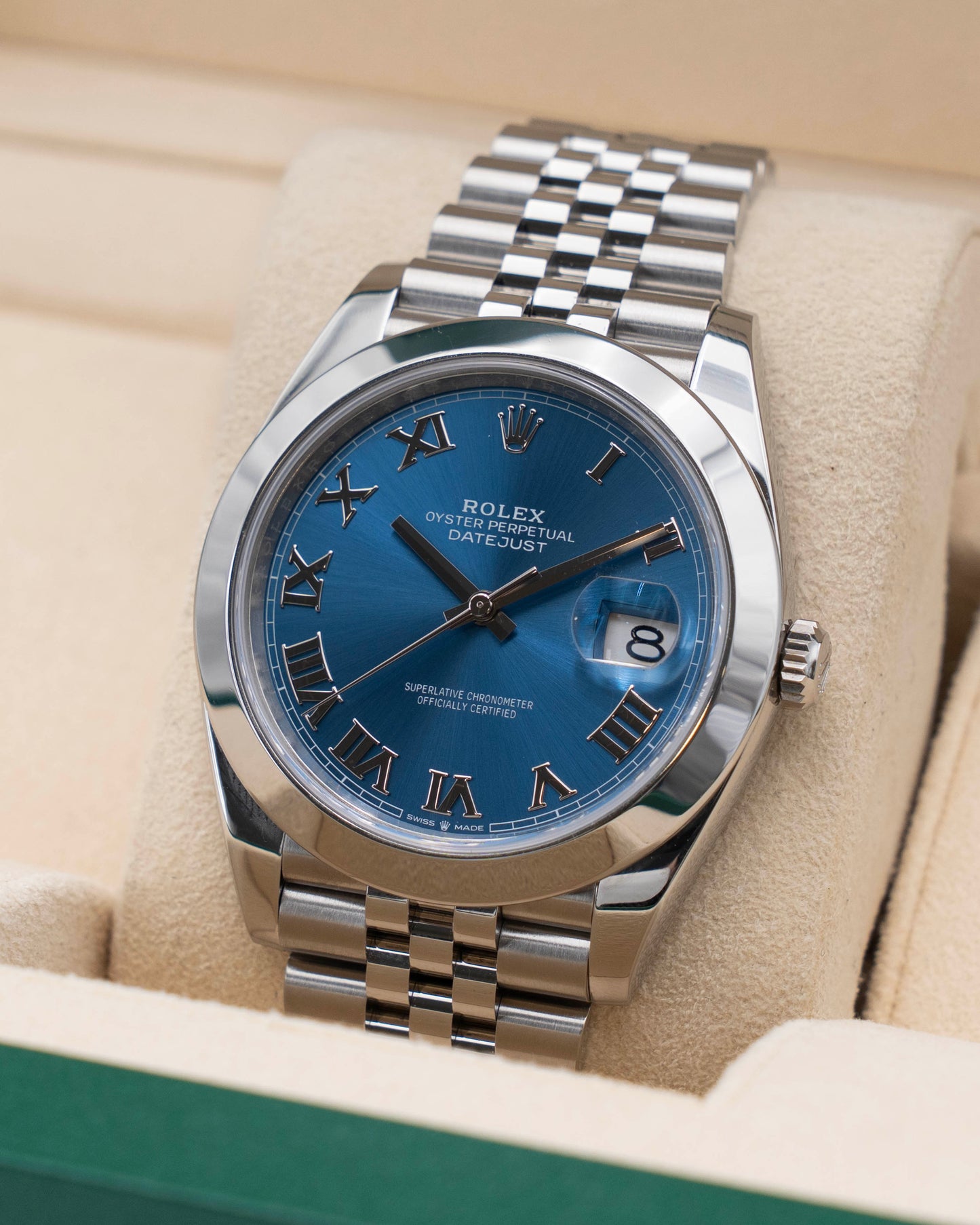 Rolex Datejust 41mm 126334 Blue Roman Dial FLuted Jubilee