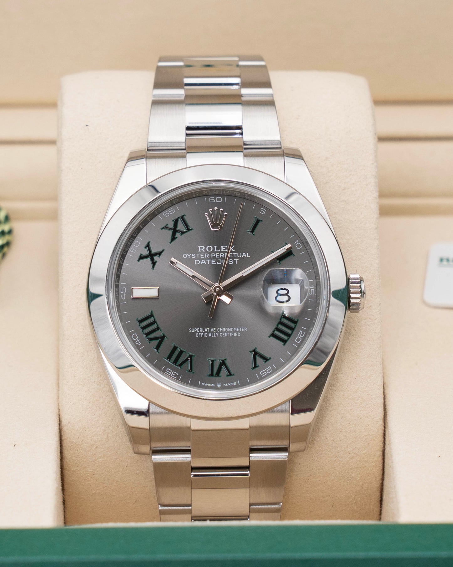 Rolex Datejust 41mm 126300 Wimbledon Dial Smooth Bezel Oyster 2025