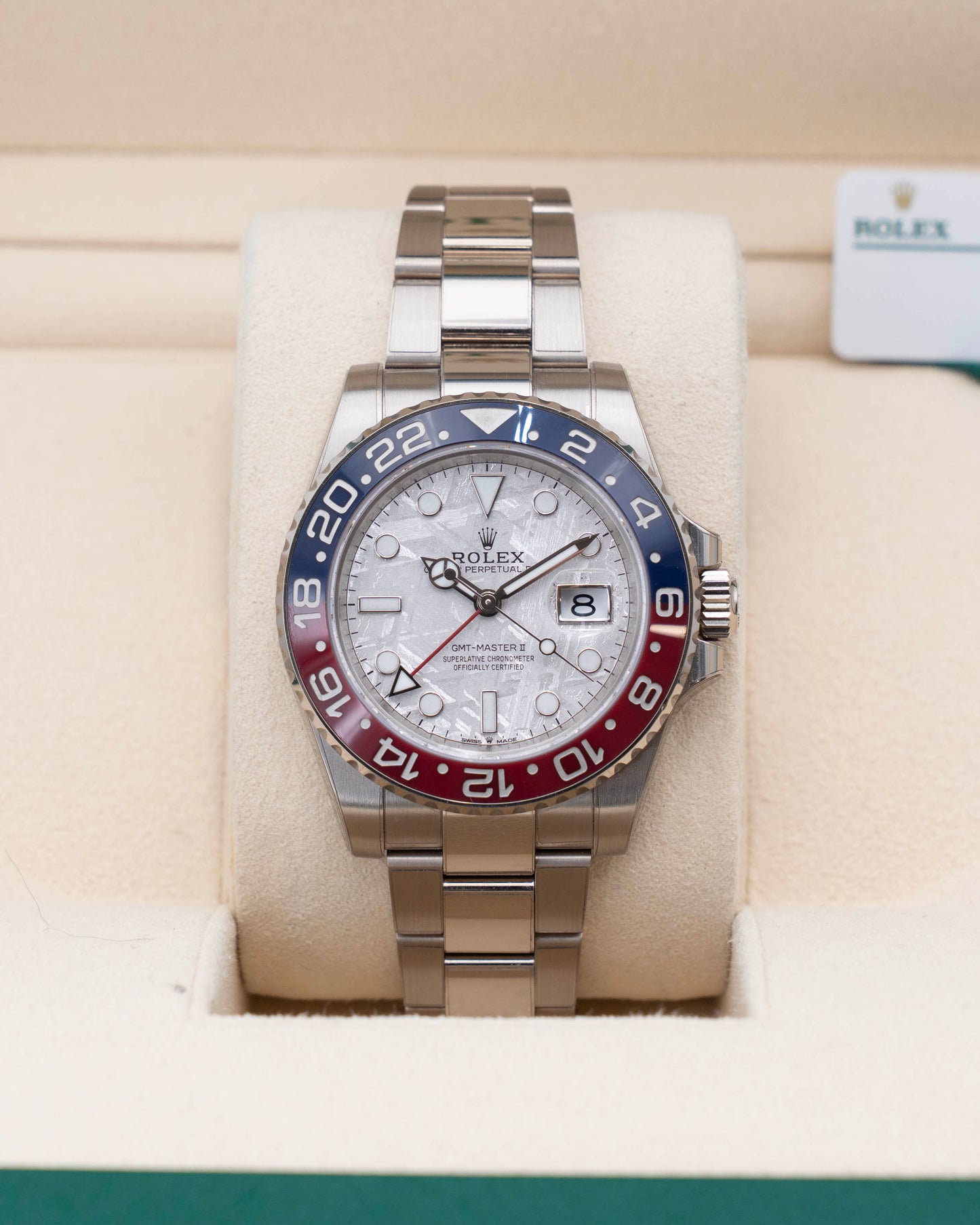 Rolex GMT Master II 40mm 126719BLRO White Gold Pepsi Meteorite Dial 2023