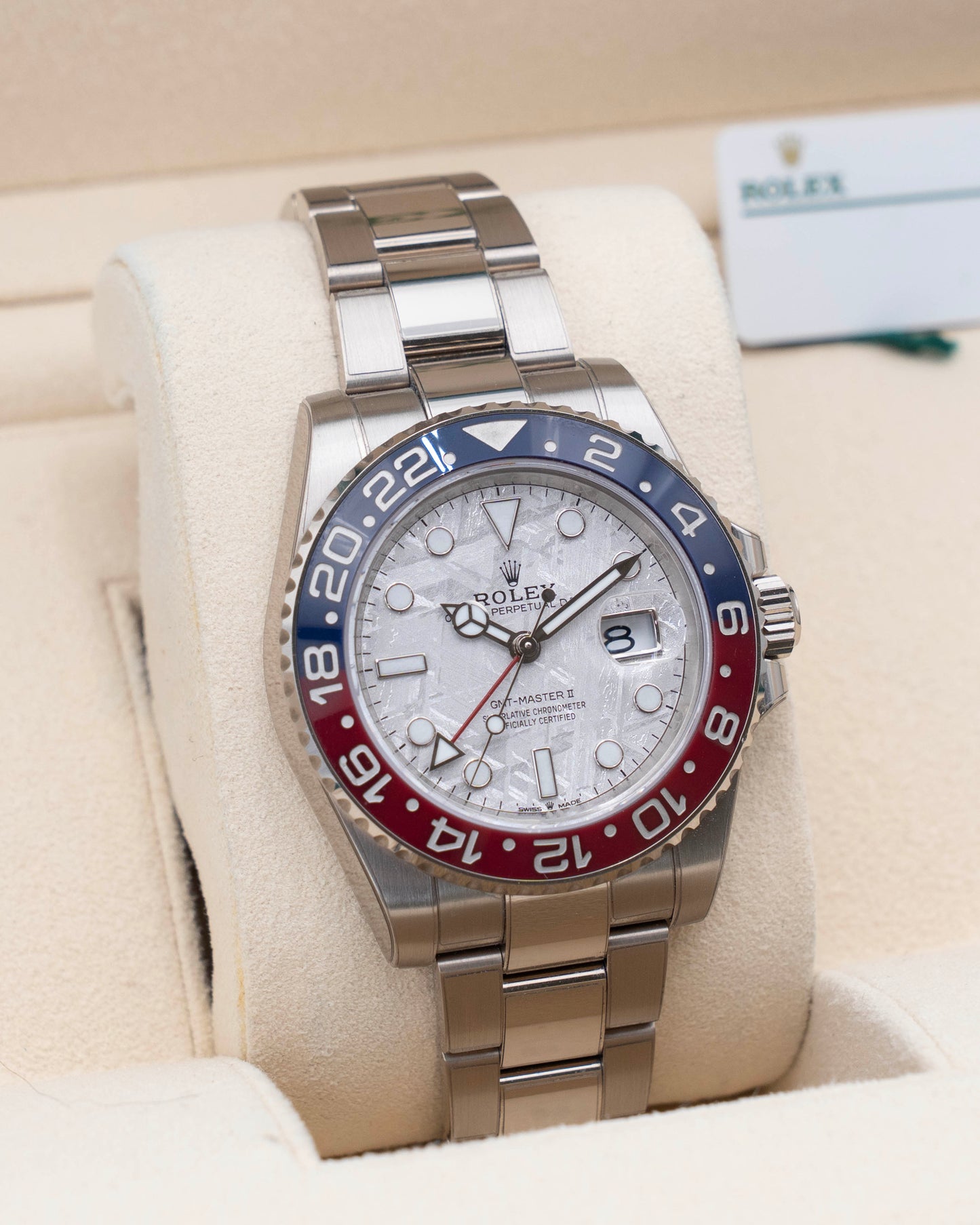 Rolex GMT Master II 40mm 126719BLRO White Gold Pepsi Meteorite Dial 2023