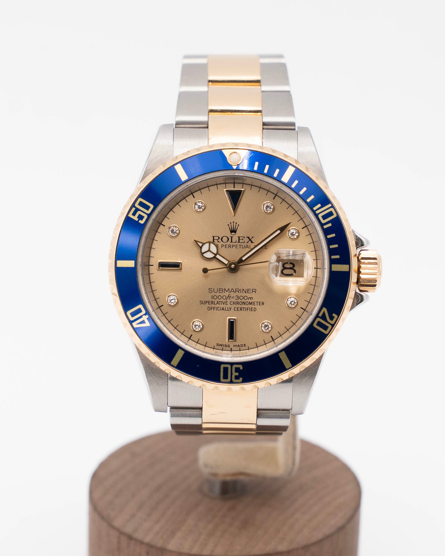 Rolex Submariner Date 40mm 16613LB Bluesy Champagne Serti Dial