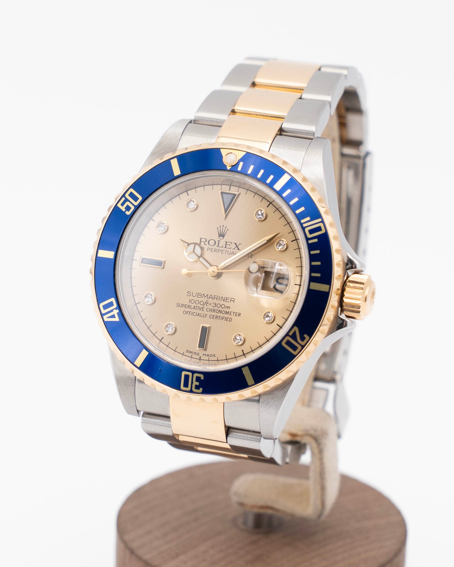 Rolex Submariner Date 40mm 16613LB Bluesy Champagne Serti Dial