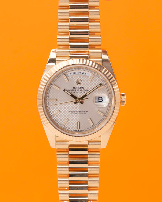 Rolex DayDate 40mm 228238 Yellow Gold Silver Motif Dial 2021