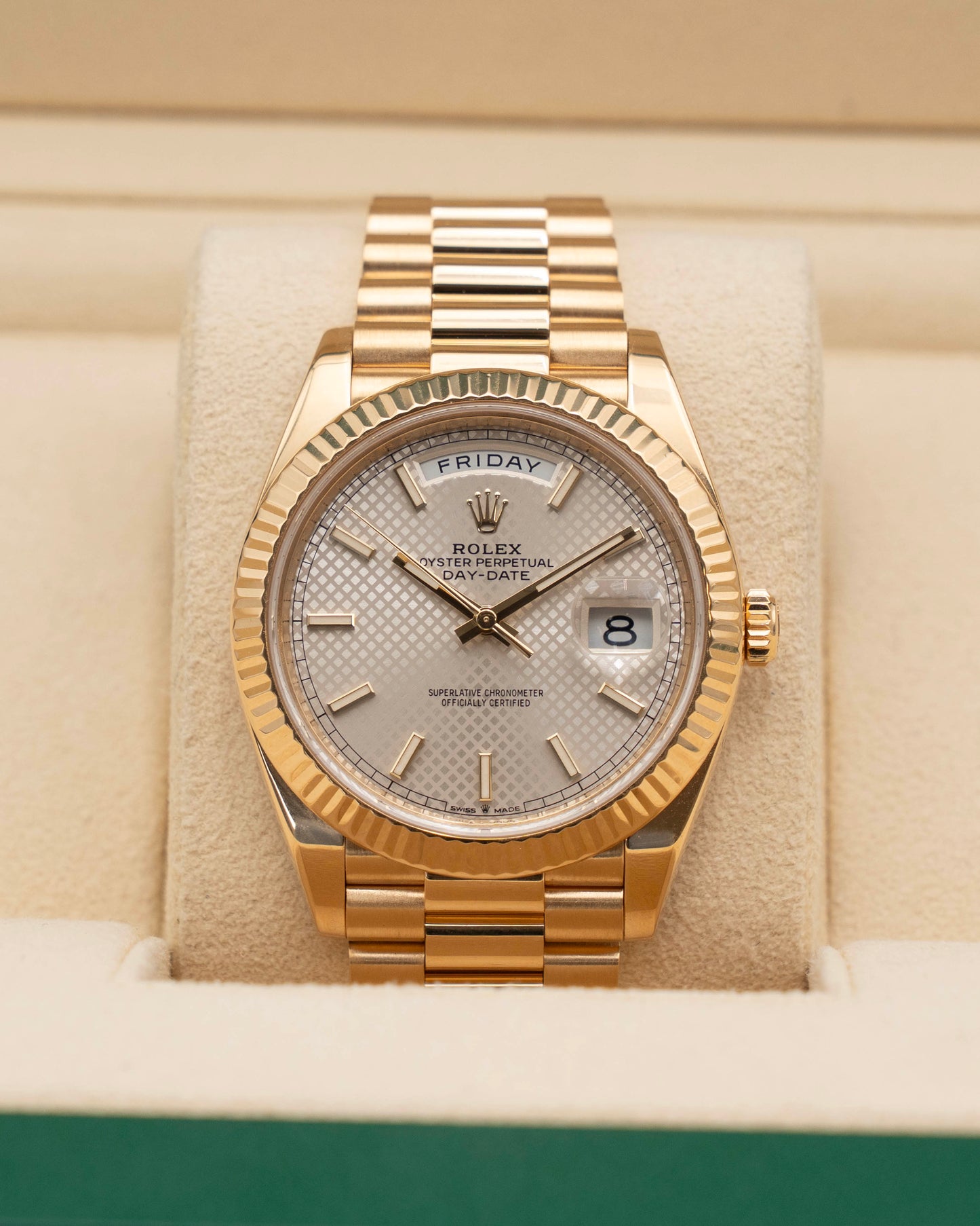 Rolex DayDate 40mm 228238 Yellow Gold White Index Dial 2021