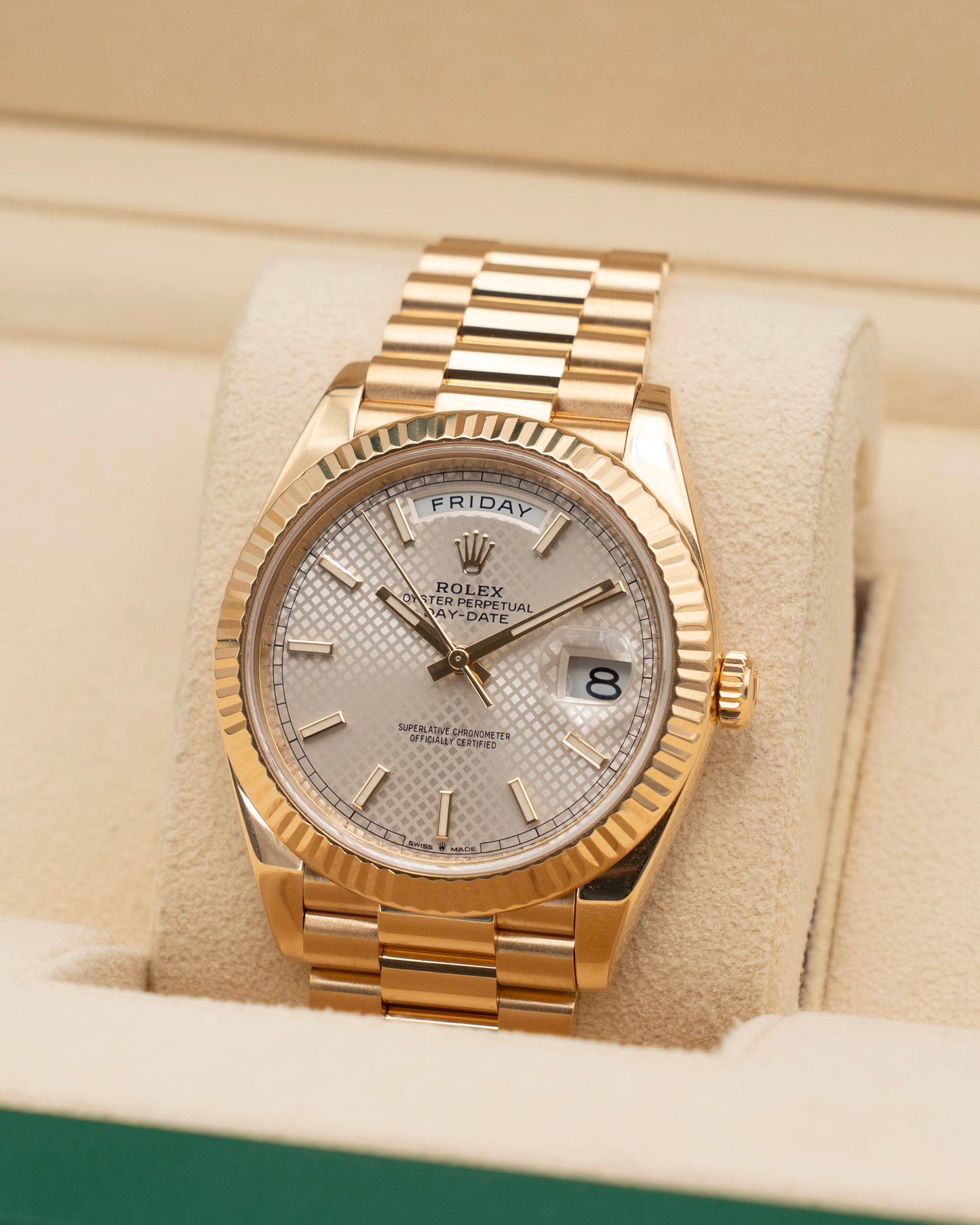 Rolex DayDate 40mm 228238 Yellow Gold White Index Dial 2021