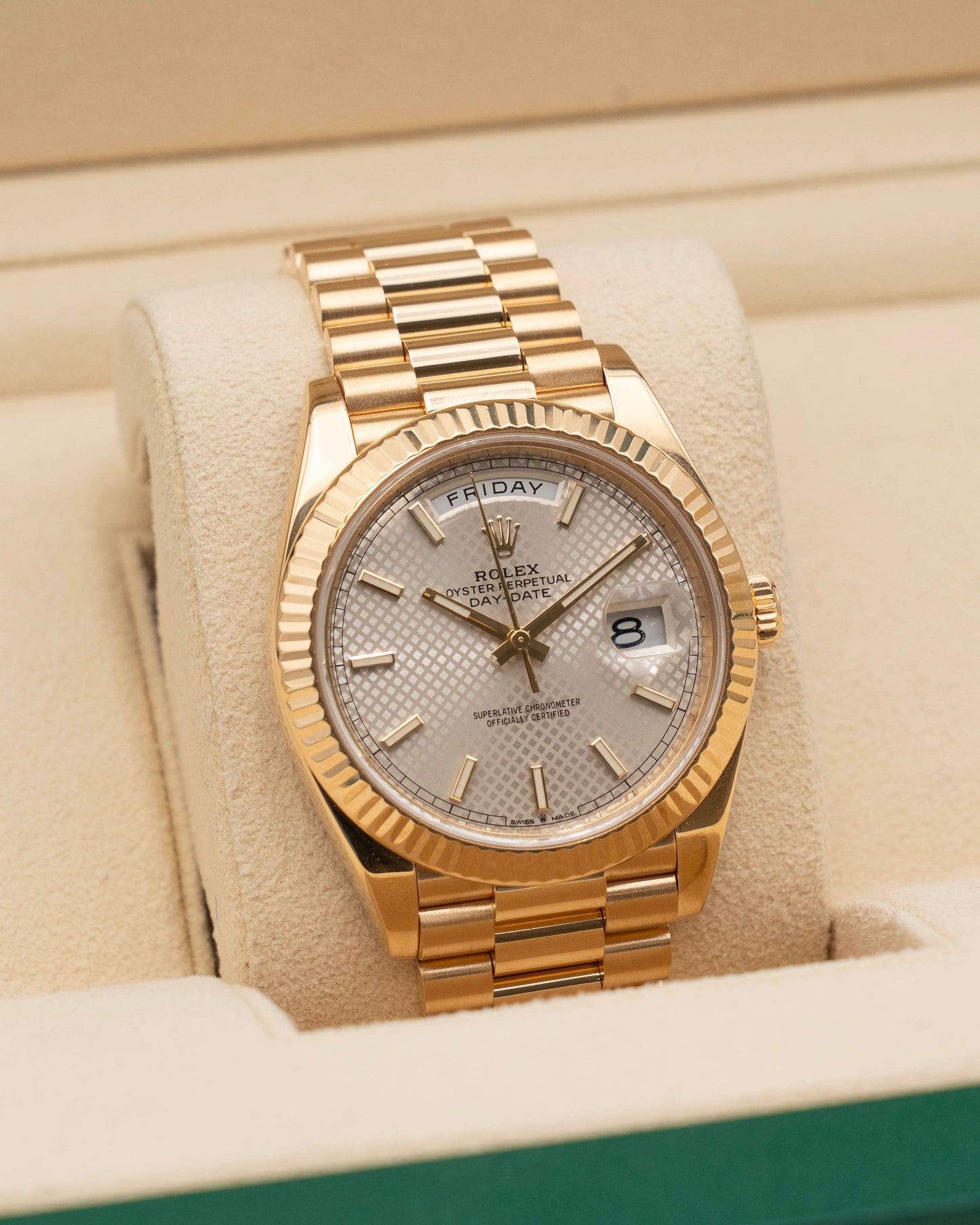 Rolex DayDate 40mm 228238 Yellow Gold White Index Dial 2021