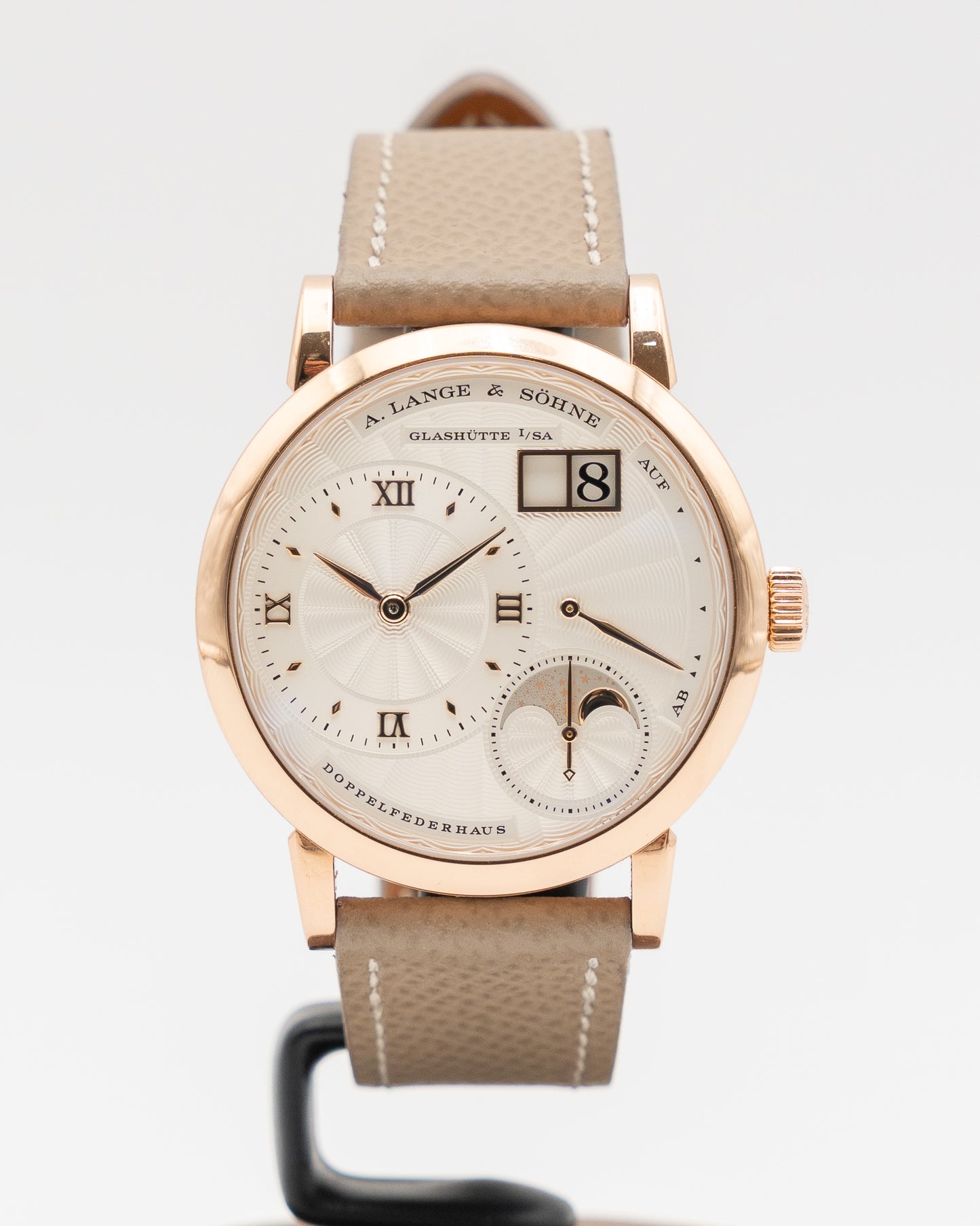 A. Lange & Söhne 36.8mm 182.030 Rose Gold White Dial Moonphase Little Lange 1