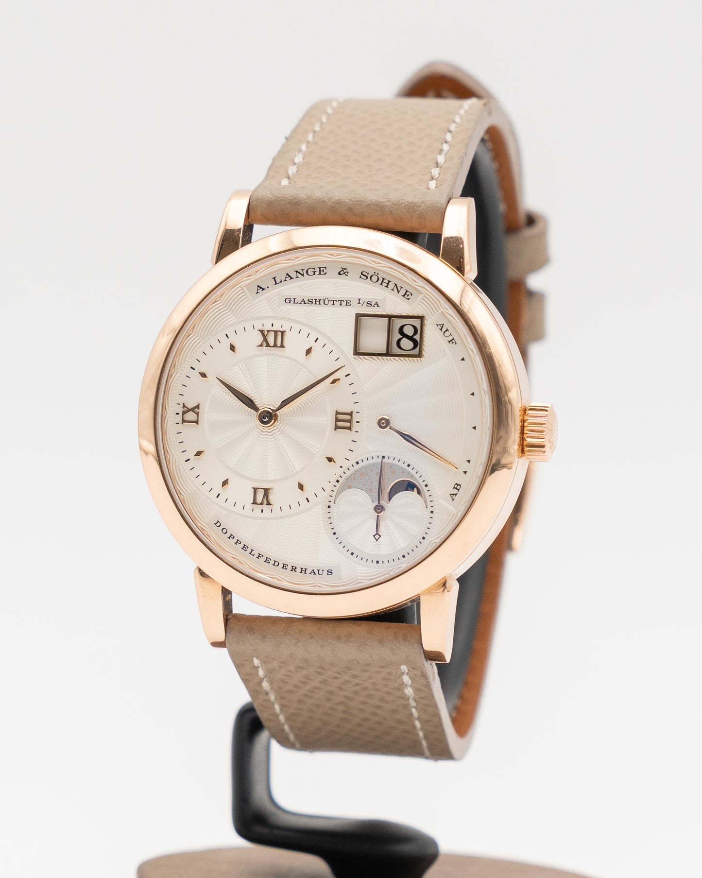 A. Lange & Söhne 36.8mm 182.030 Rose Gold White Dial Moonphase Little Lange 1