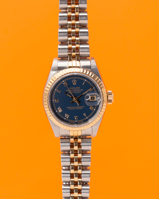 Rolex Datejust 26MM 69173 Blue Roman with paper and receipt 1986