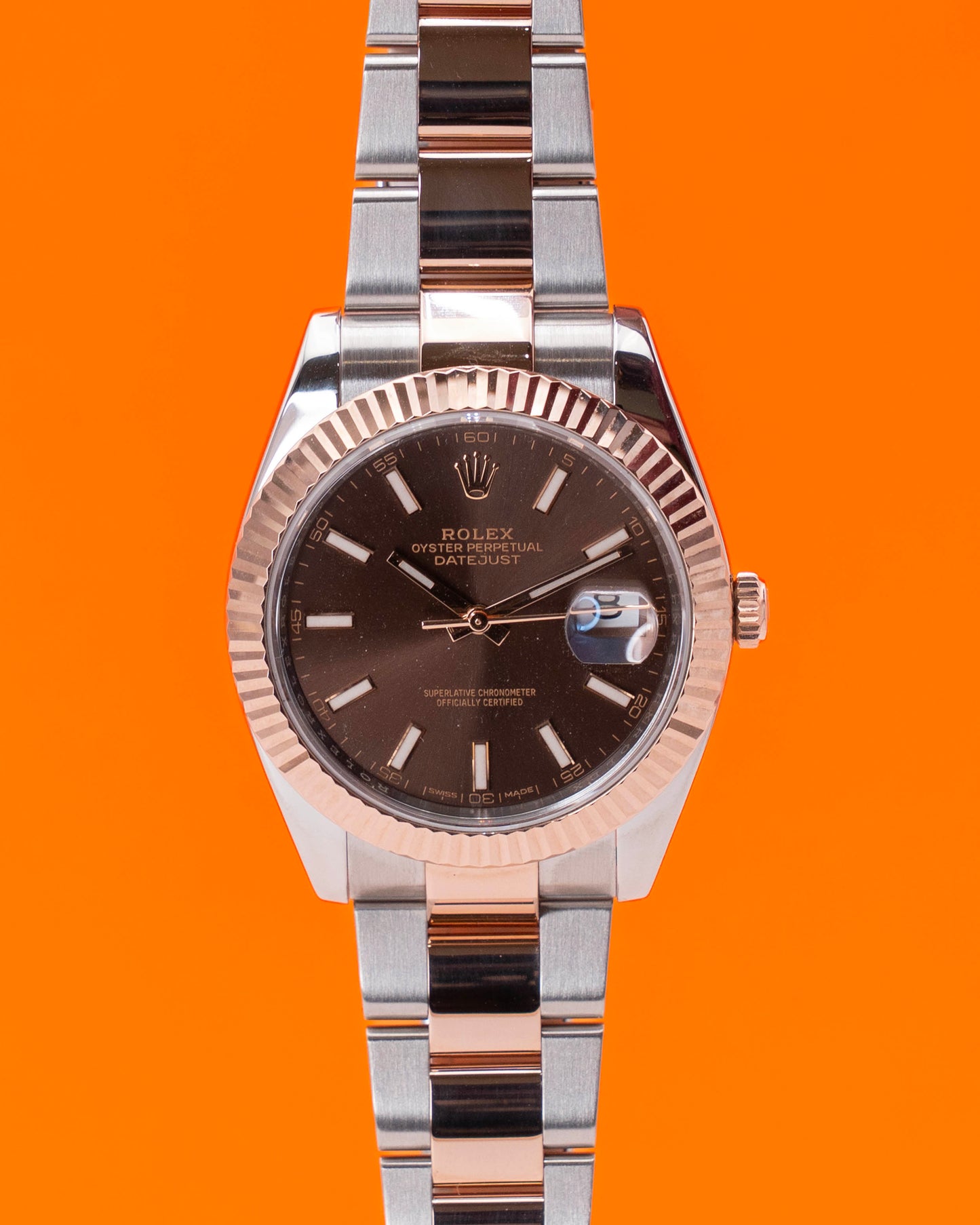 Rolex Datejust 41mm 126331 Rose Gold Chocolate Dial Fluted Oyster 2017