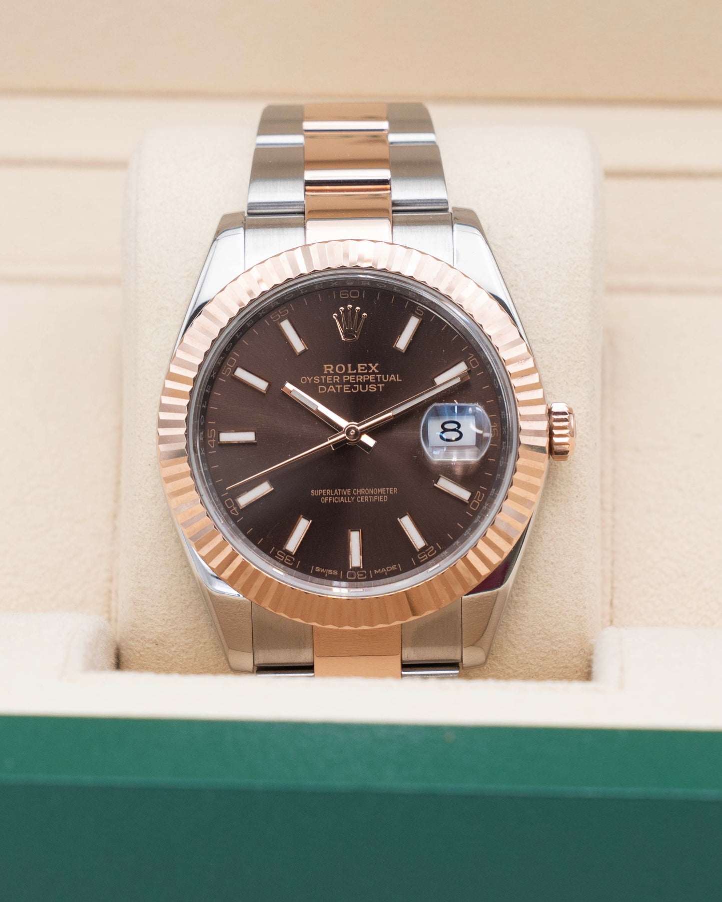Rolex Datejust 41mm 126331 Rose Gold Chocolate Dial Fluted Oyster 2017