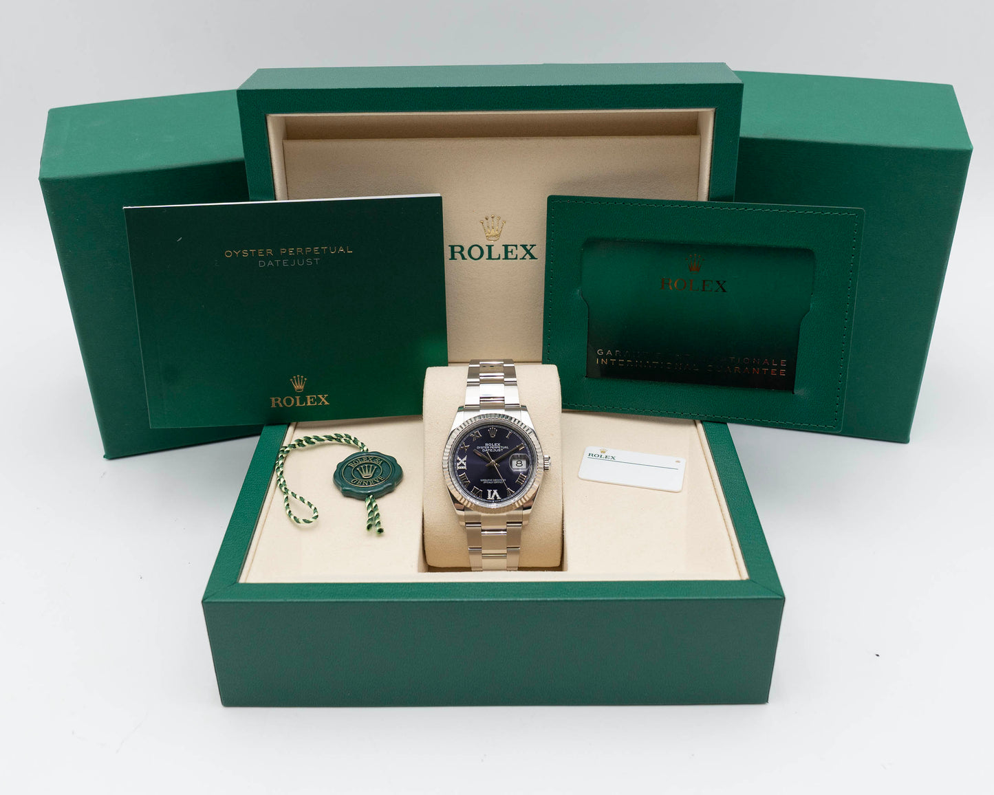 Rolex Datejust 36mm 126234 Purple Diamond Roman Numerals Fluted Oyster 2026