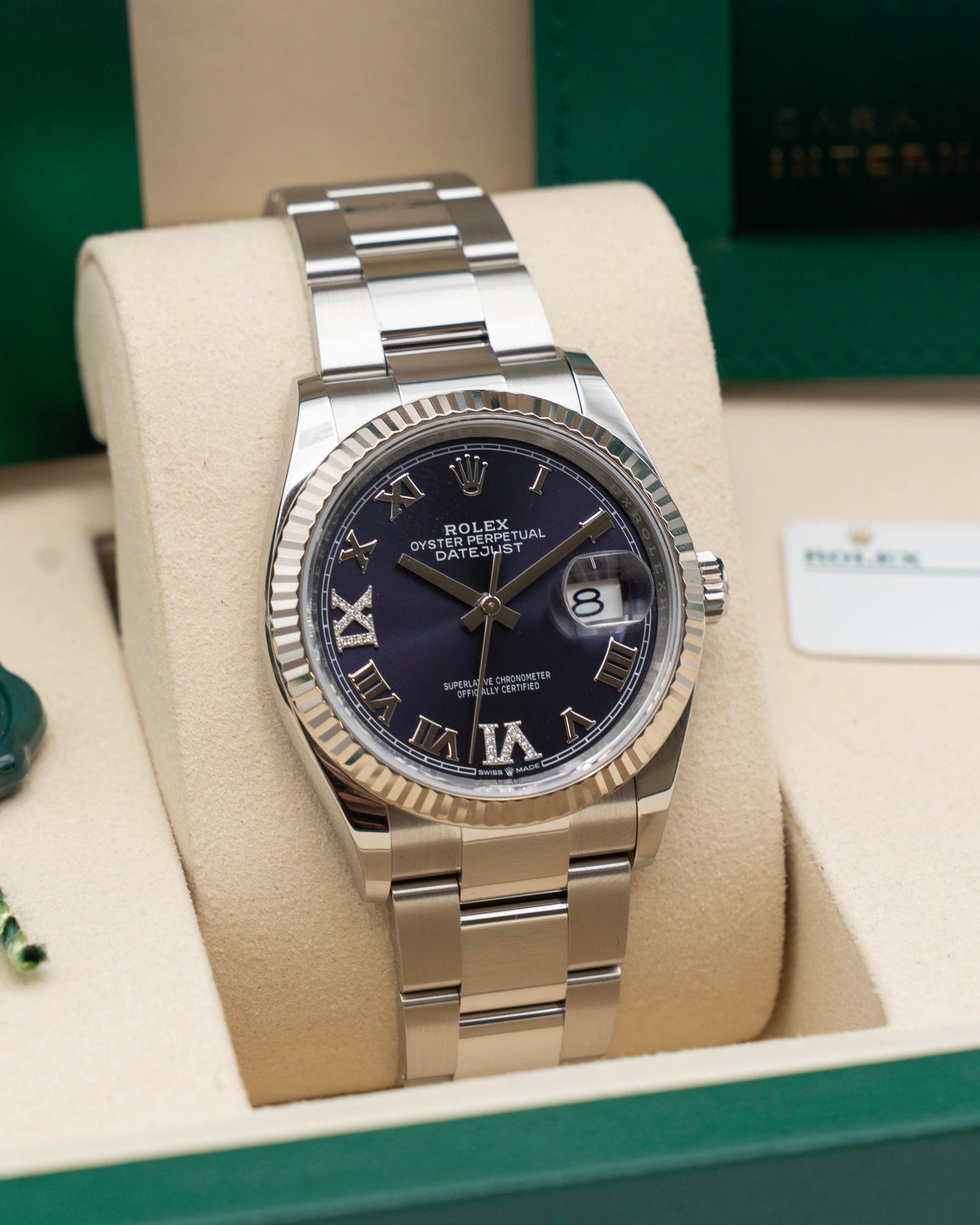 Rolex Datejust 36mm 126234 Purple Diamond Roman Numerals Fluted Oyster 2026