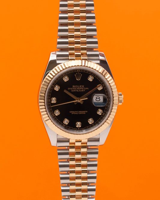 Rolex Datejust 41mm 126333 Two Tone Yellow Gold Black Diamond Dial 2020