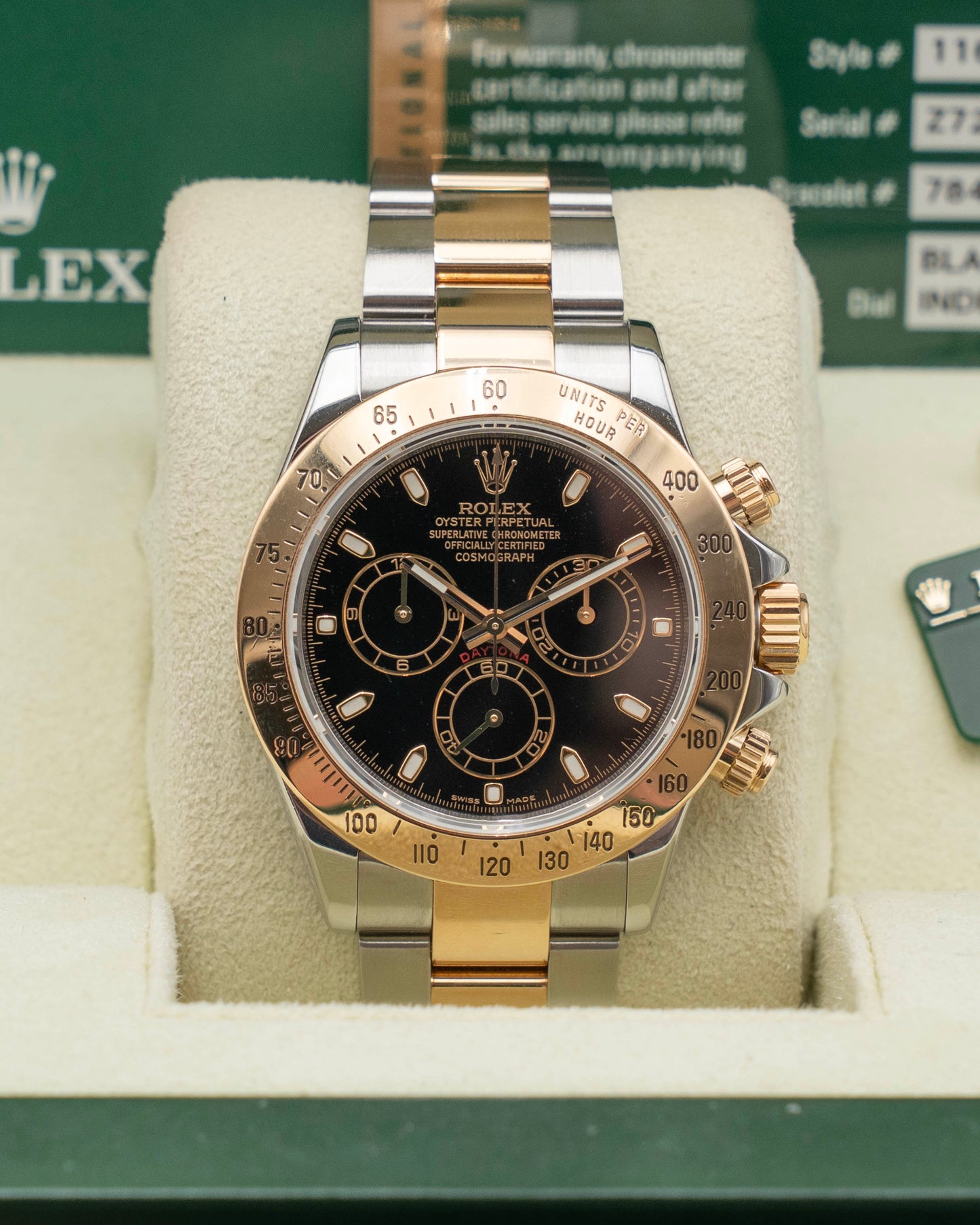Rolex Daytona 40MM 116523 bks Two Tone Black Dial 2008