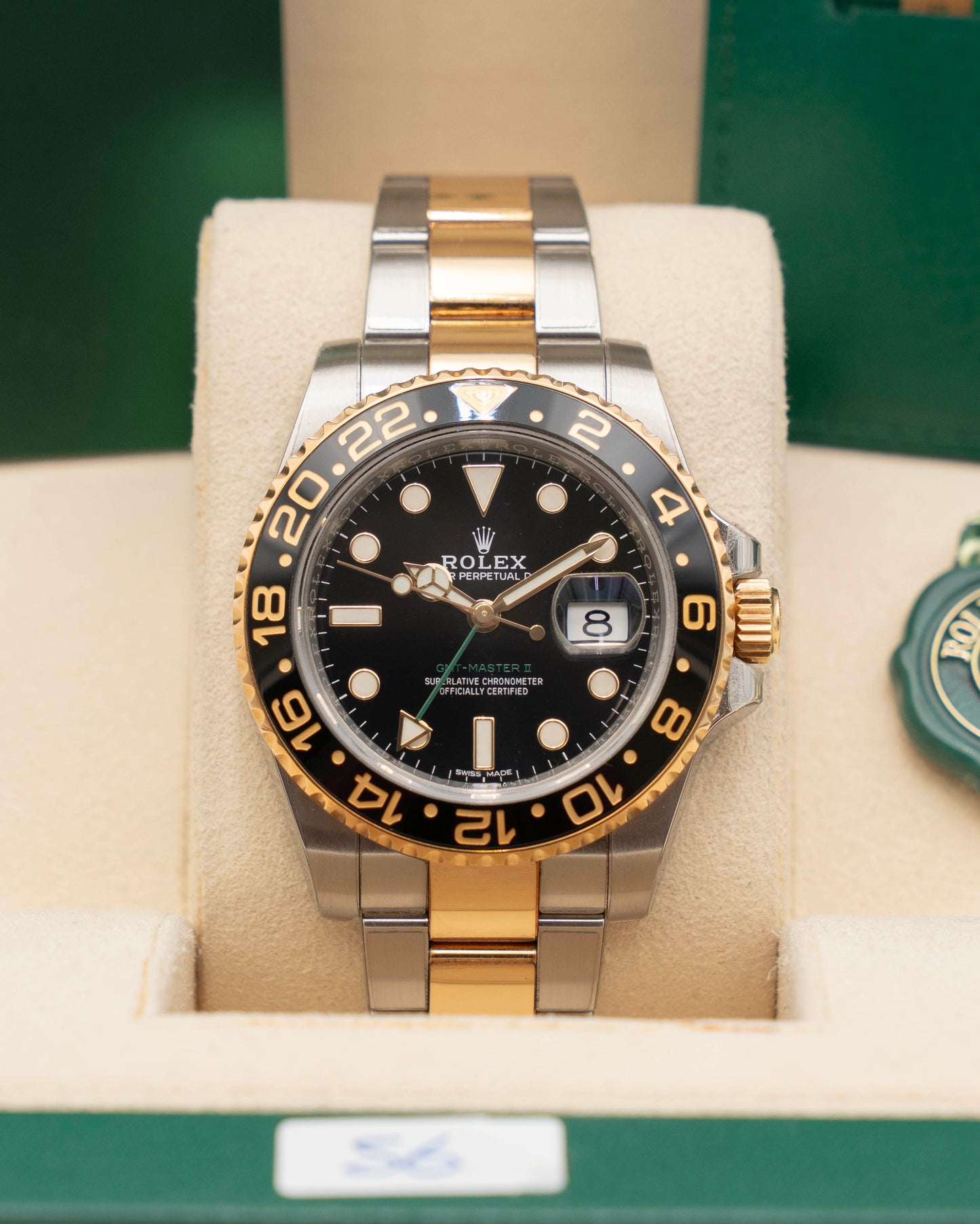 Rolex GMT Master II 40mm 116713LN Two Tone Green Arrow 2017