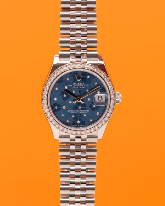 Rolex Datejust 31mm 278384RBR Blue Floral Motif Diamond Dial Diamond Bezel Jubilee 2025