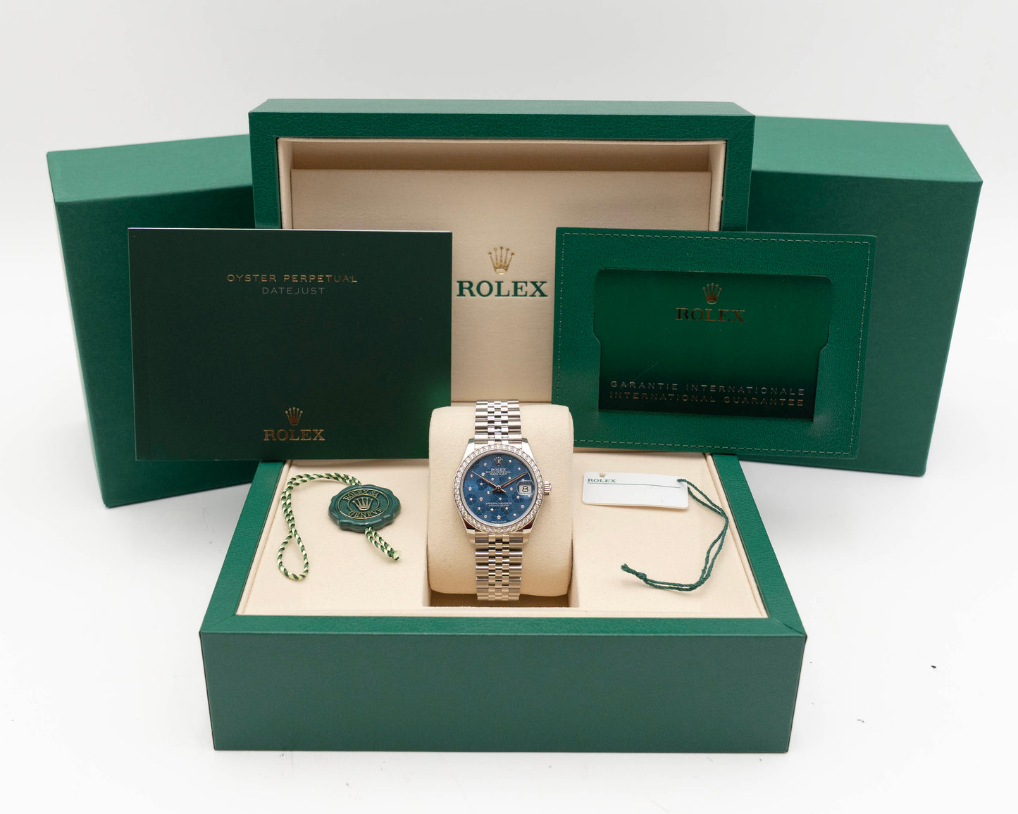 Rolex Datejust 31mm 278384RBR Blue Floral Motif Diamond Dial Diamond Bezel Jubilee 2025