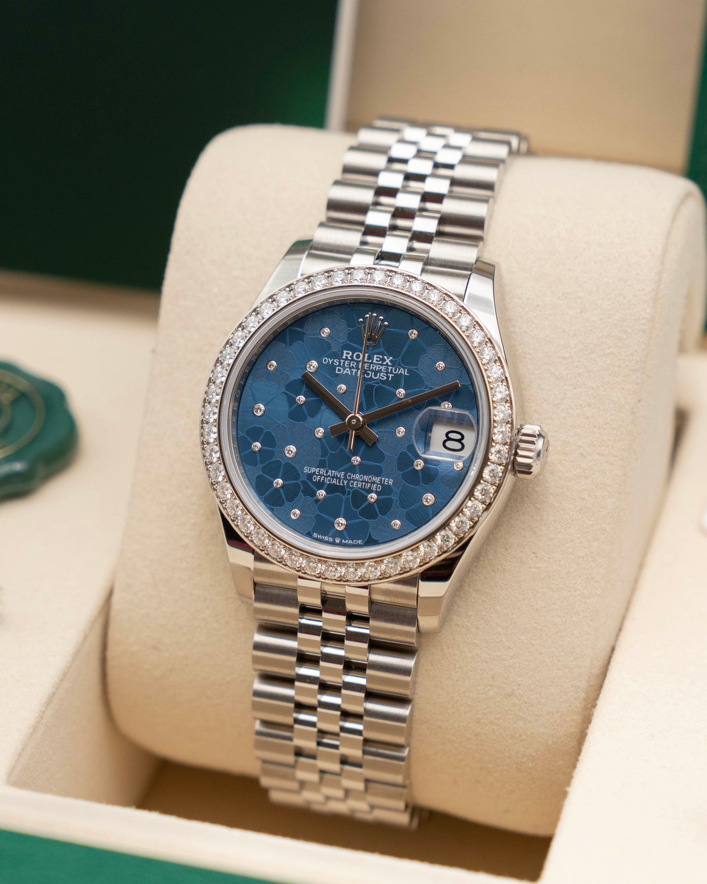Rolex Datejust 31mm 278384RBR Blue Floral Motif Diamond Dial Diamond Bezel Jubilee 2025