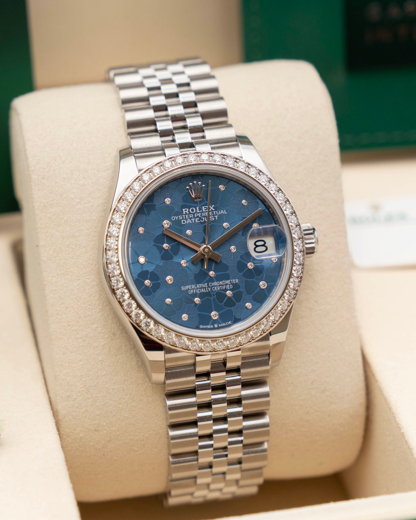 Rolex Datejust 31mm 278384RBR Blue Floral Motif Diamond Dial Diamond Bezel Jubilee 2025