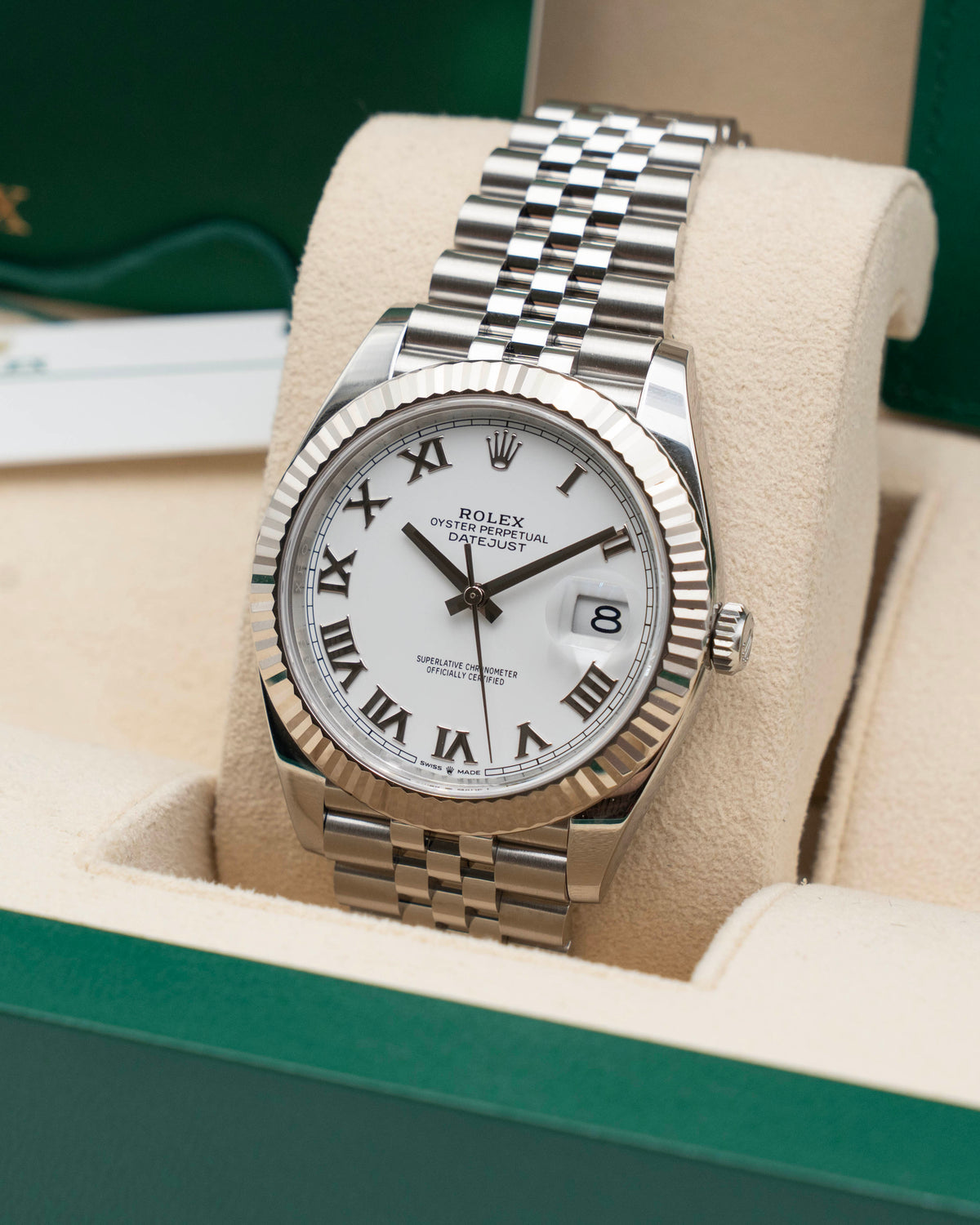 Rolex Datejust 41mm 126334 White Roman Dial Fluted Jubilee 2025