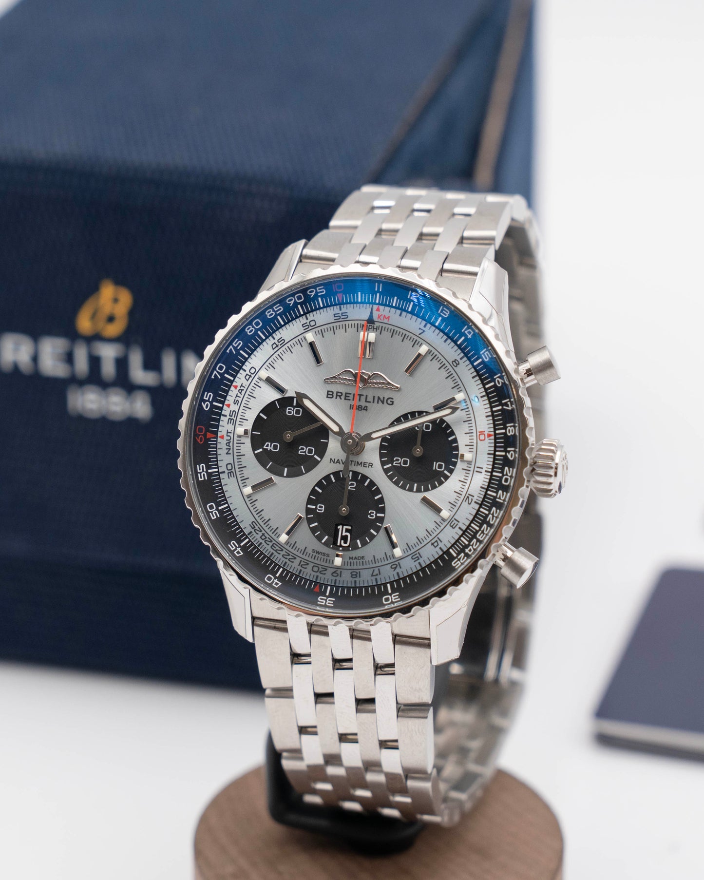 Stickered Breitling Navitimer B01 43mm Blue Dial Chronograph