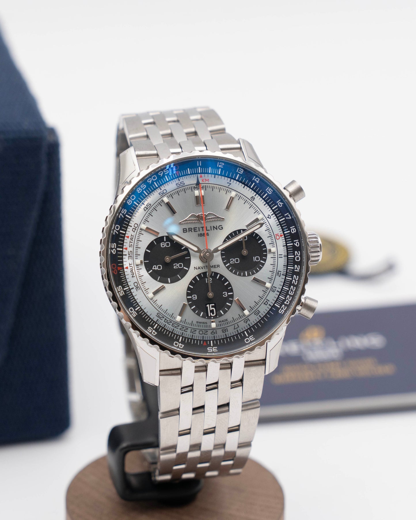 Stickered Breitling Navitimer B01 43mm Blue Dial Chronograph