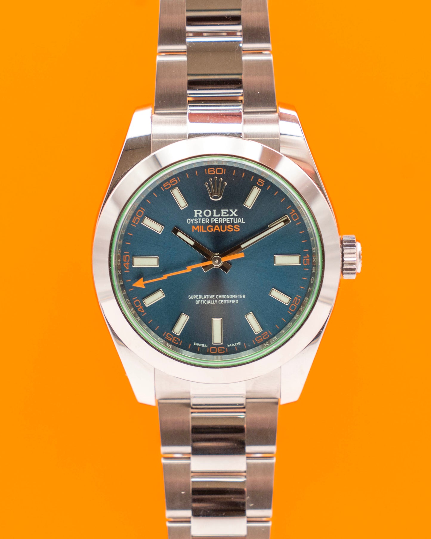 Rolex Milgauss 40mm 116400GV Blue Dial Green Crystal 2019