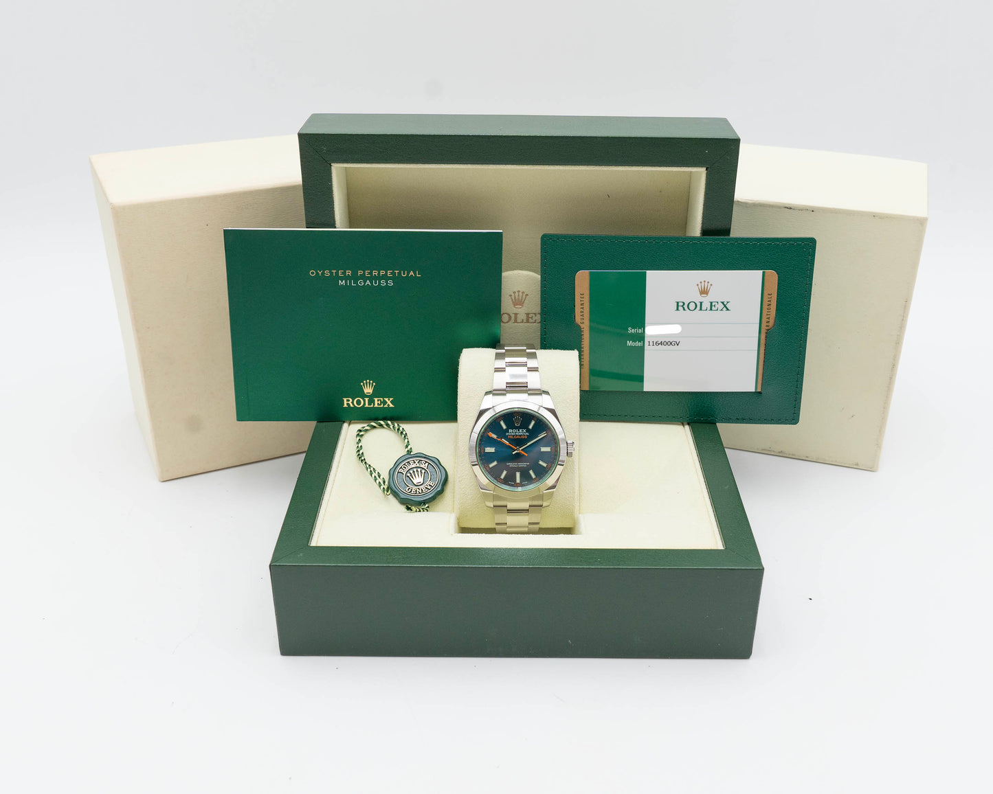 Rolex Milgauss 40mm 116400GV Blue Dial Green Crystal 2019