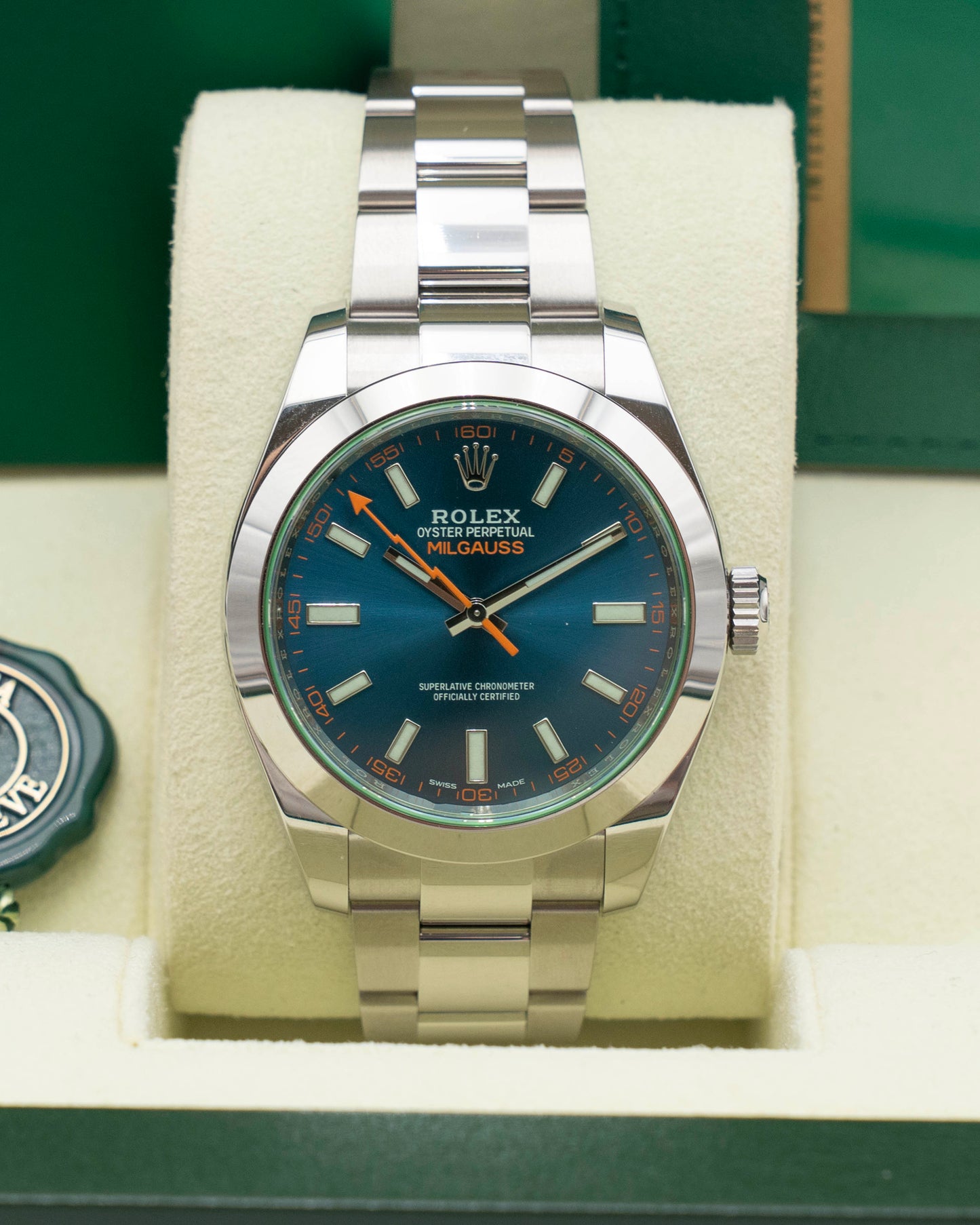 Rolex Milgauss 40mm 116400GV Blue Dial Green Crystal 2019