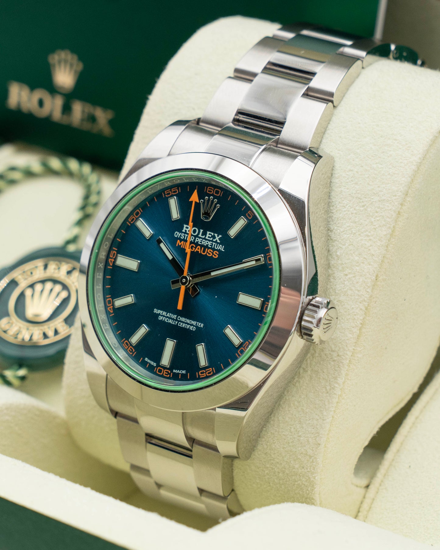 Rolex Milgauss 40mm 116400GV Blue Dial Green Crystal 2019