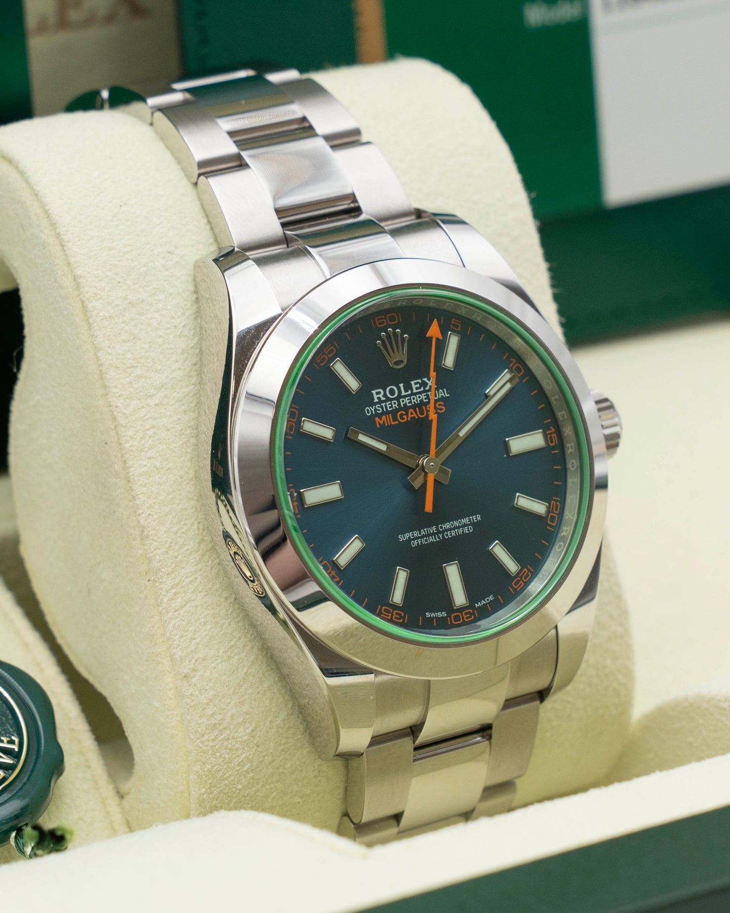 Rolex Milgauss 40mm 116400GV Blue Dial Green Crystal 2019