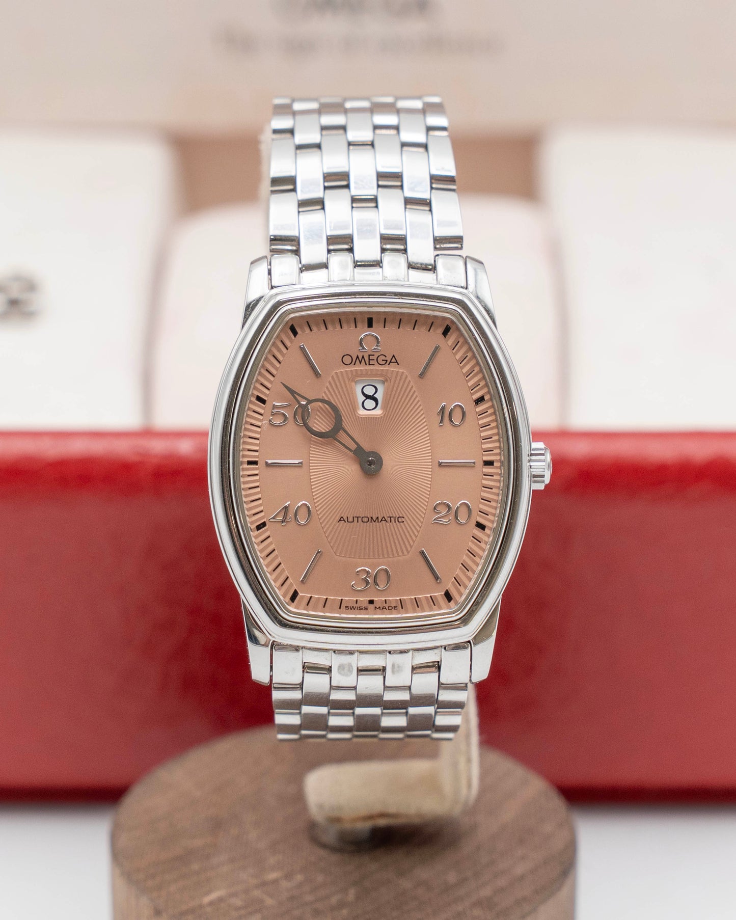 Omega DeVille Prestige 4553.61.00 Jump Hour Salmon Dial
