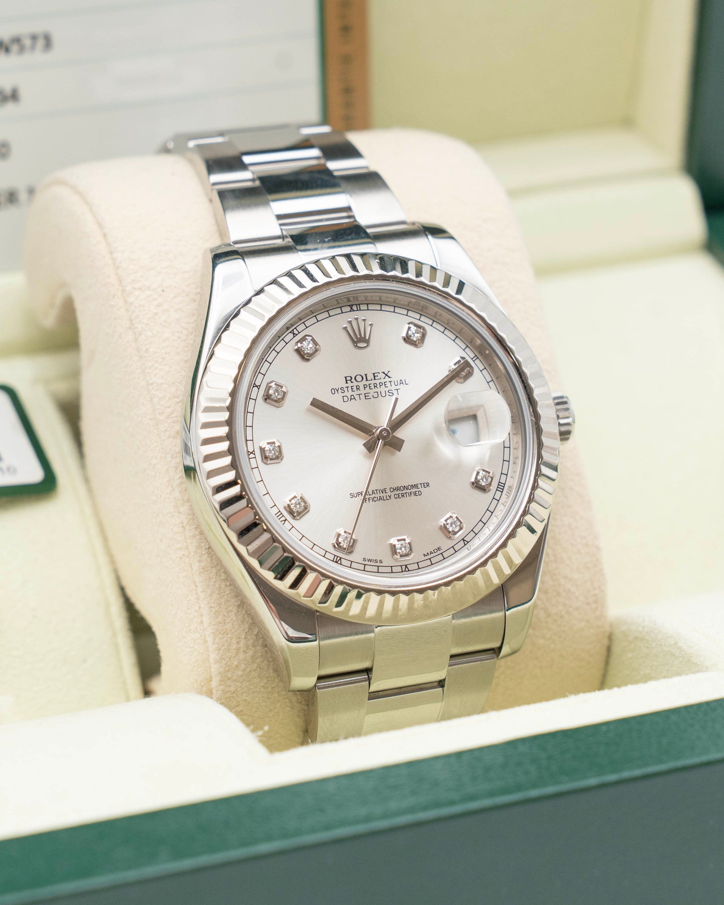 Rolex Datejust II 41mm 116334 Silver Diamond Dial 2014