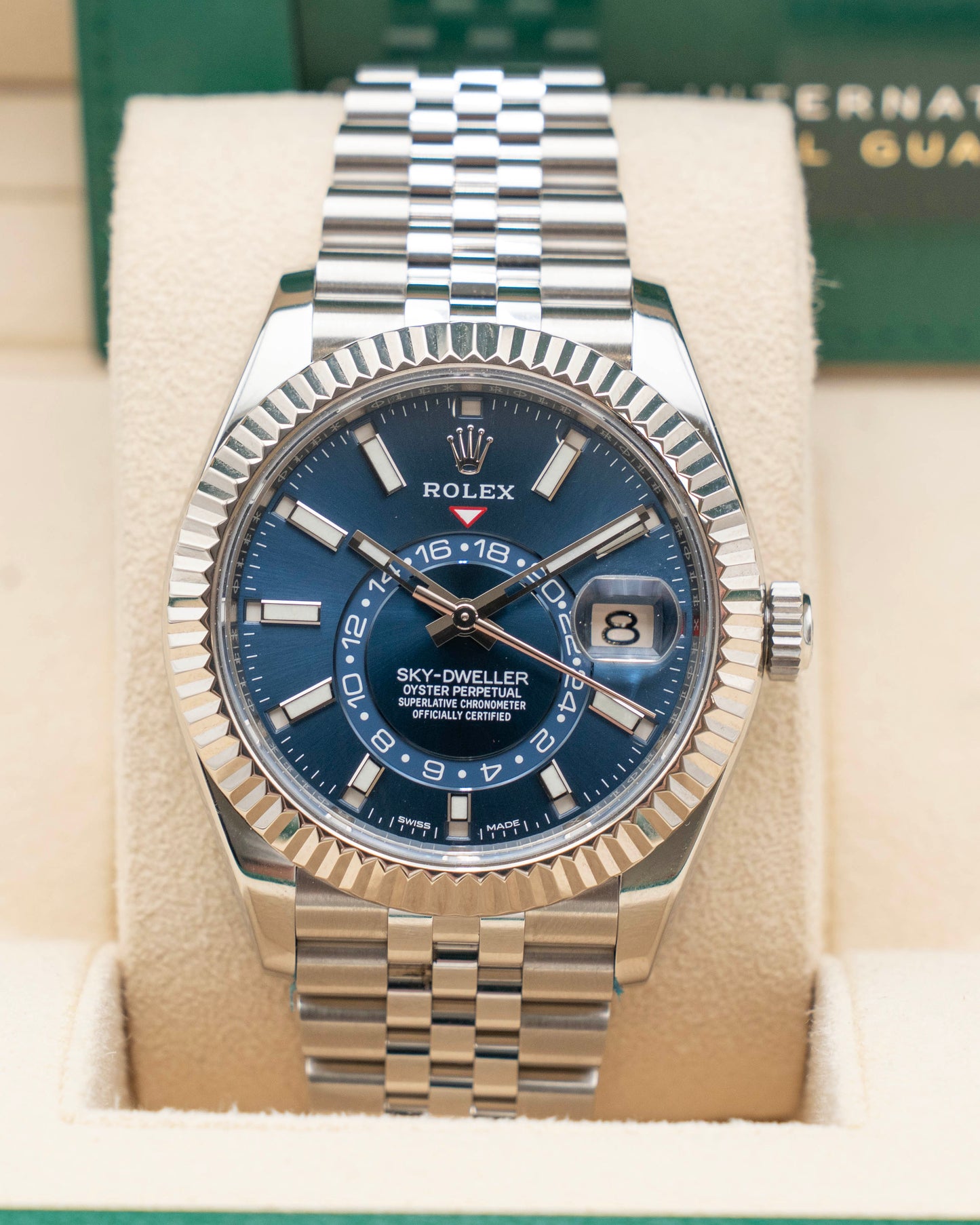 Rolex Sky Dweller 42mm 326934 Blue Dial Fluted Jubilee 2021