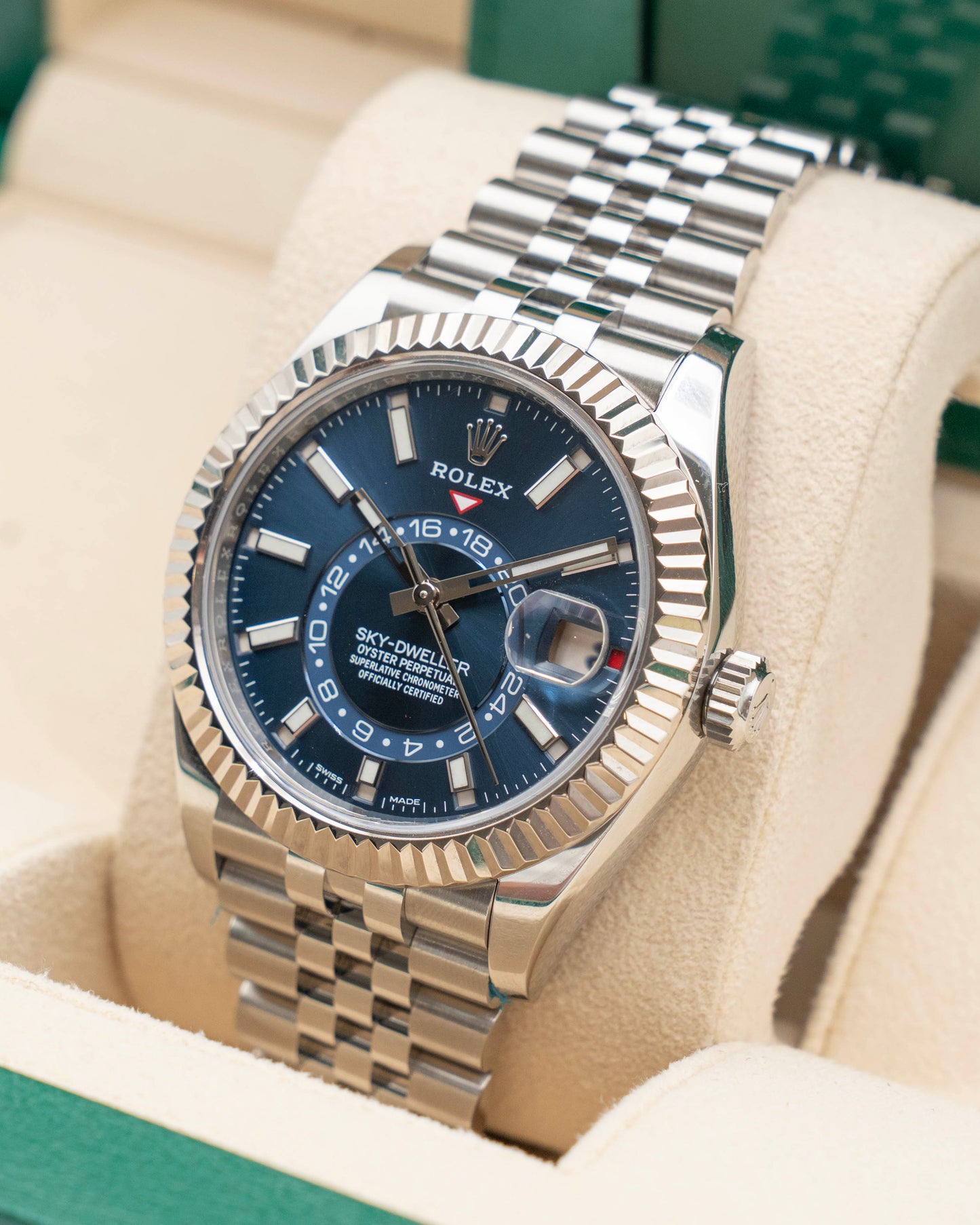 Rolex Sky Dweller 42mm 326934 Blue Dial Fluted Jubilee 2021