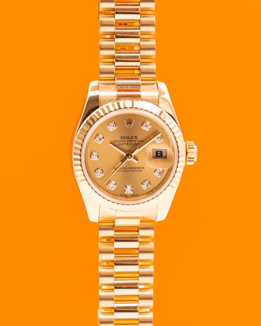 Rolex Lady-Datejust 26mm 179178 Yellow Gold Presidential Champagne Diamond Dial 2008