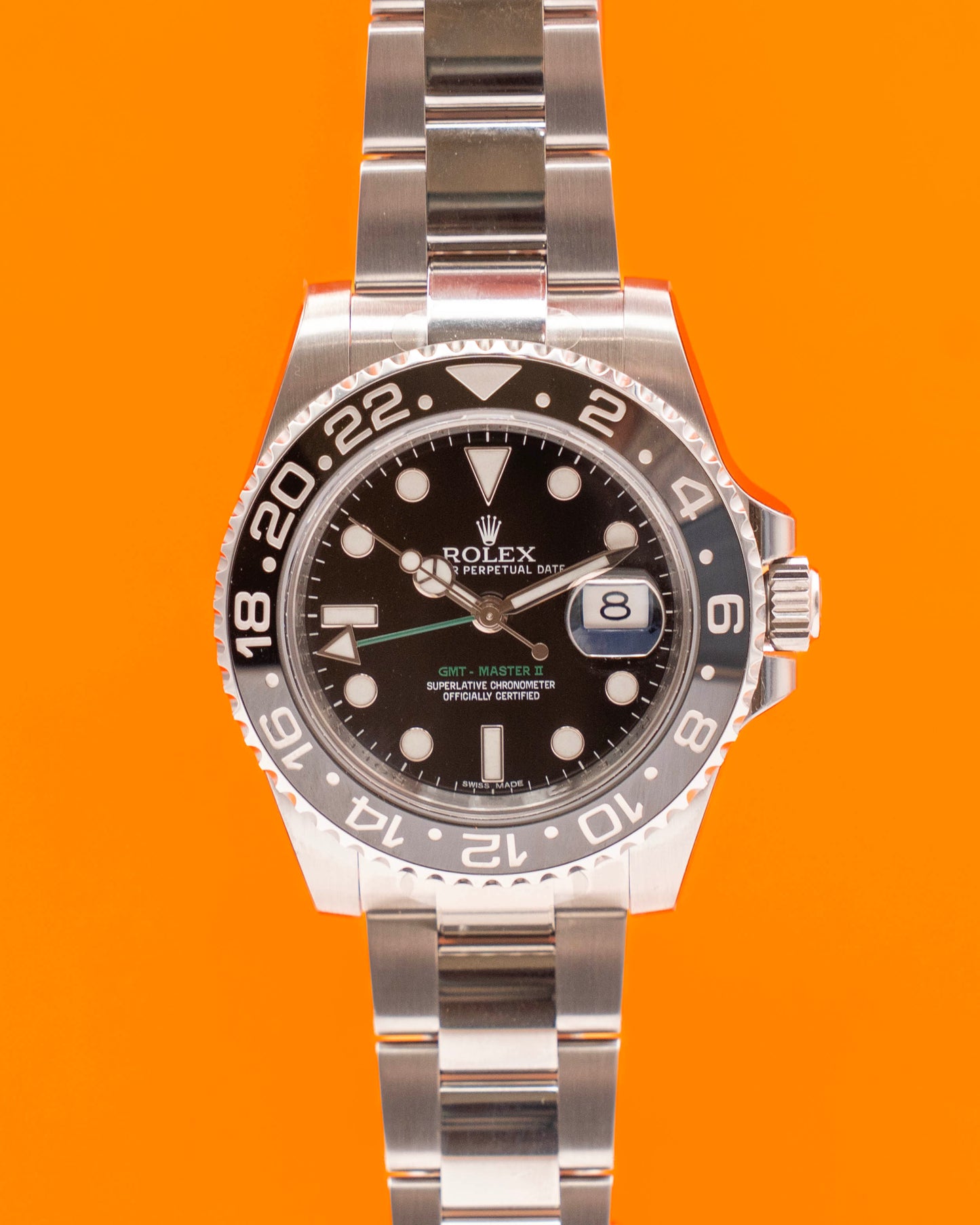 UWWORN FULLY STICKERED 2014 Rolex GMT Master II 40mm 116710LN Black Green Arrow 2014