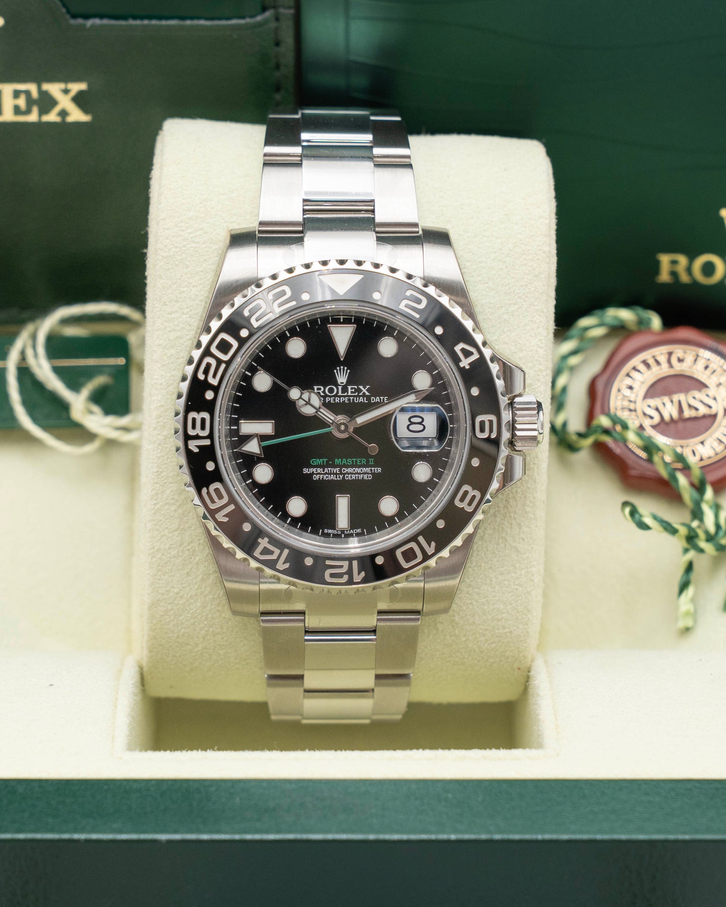 UWWORN FULLY STICKERED 2014 Rolex GMT Master II 40mm 116710LN Black Green Arrow 2014