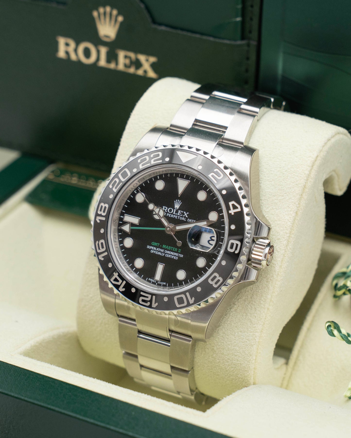 UWWORN FULLY STICKERED 2014 Rolex GMT Master II 40mm 116710LN Black Green Arrow 2014