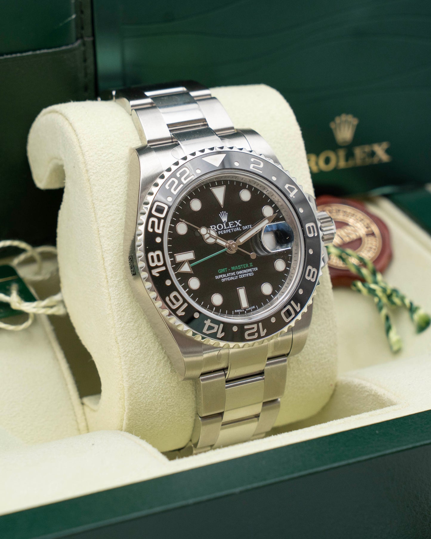 UWWORN FULLY STICKERED 2014 Rolex GMT Master II 40mm 116710LN Black Green Arrow 2014