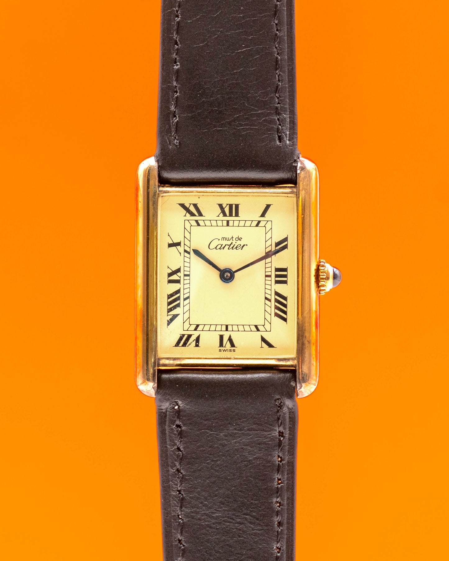 Cartier tank 590005 Lemon Roman Dial