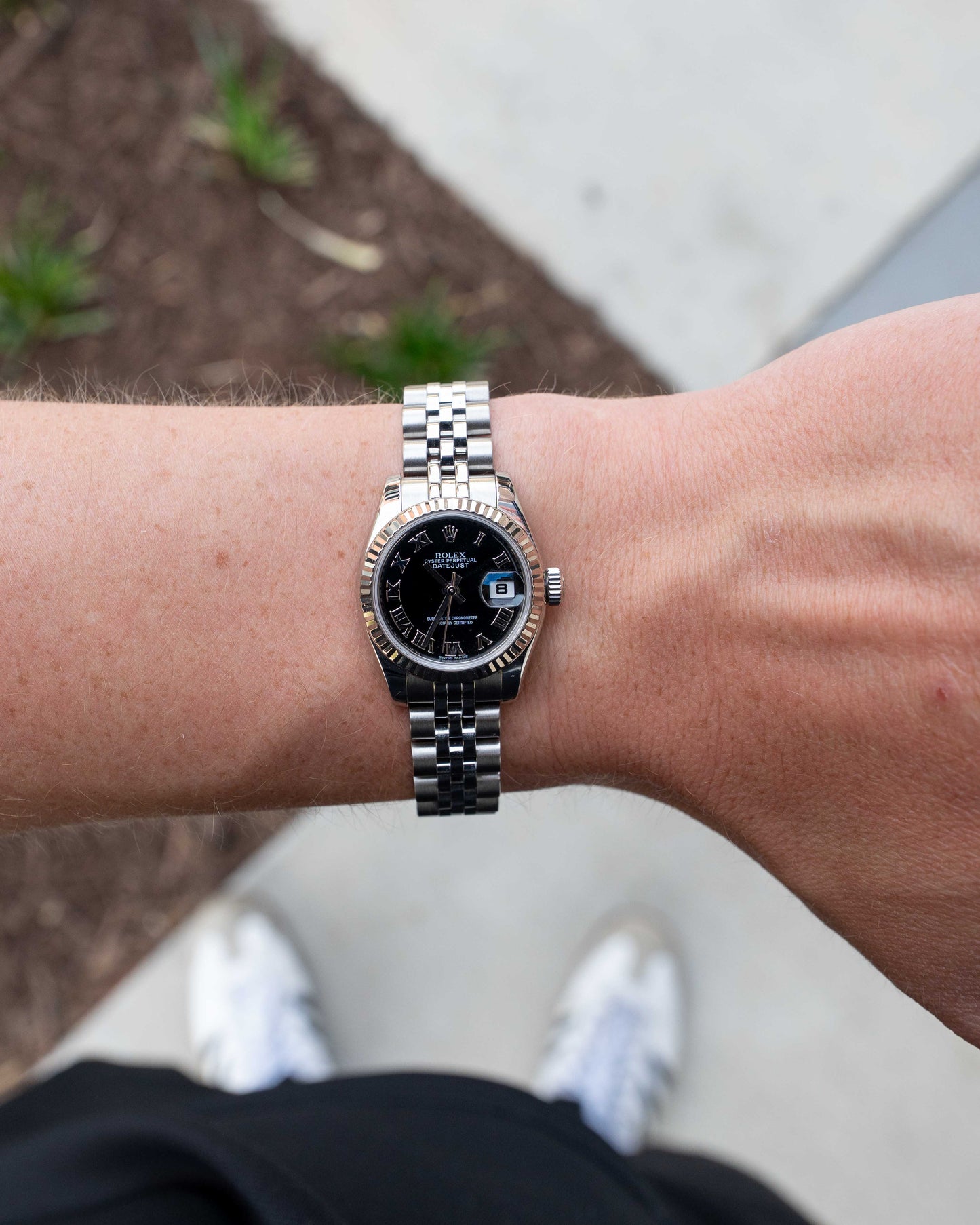Rolex Datejust 26mm 179174 Black Roman Fluted Jubilee