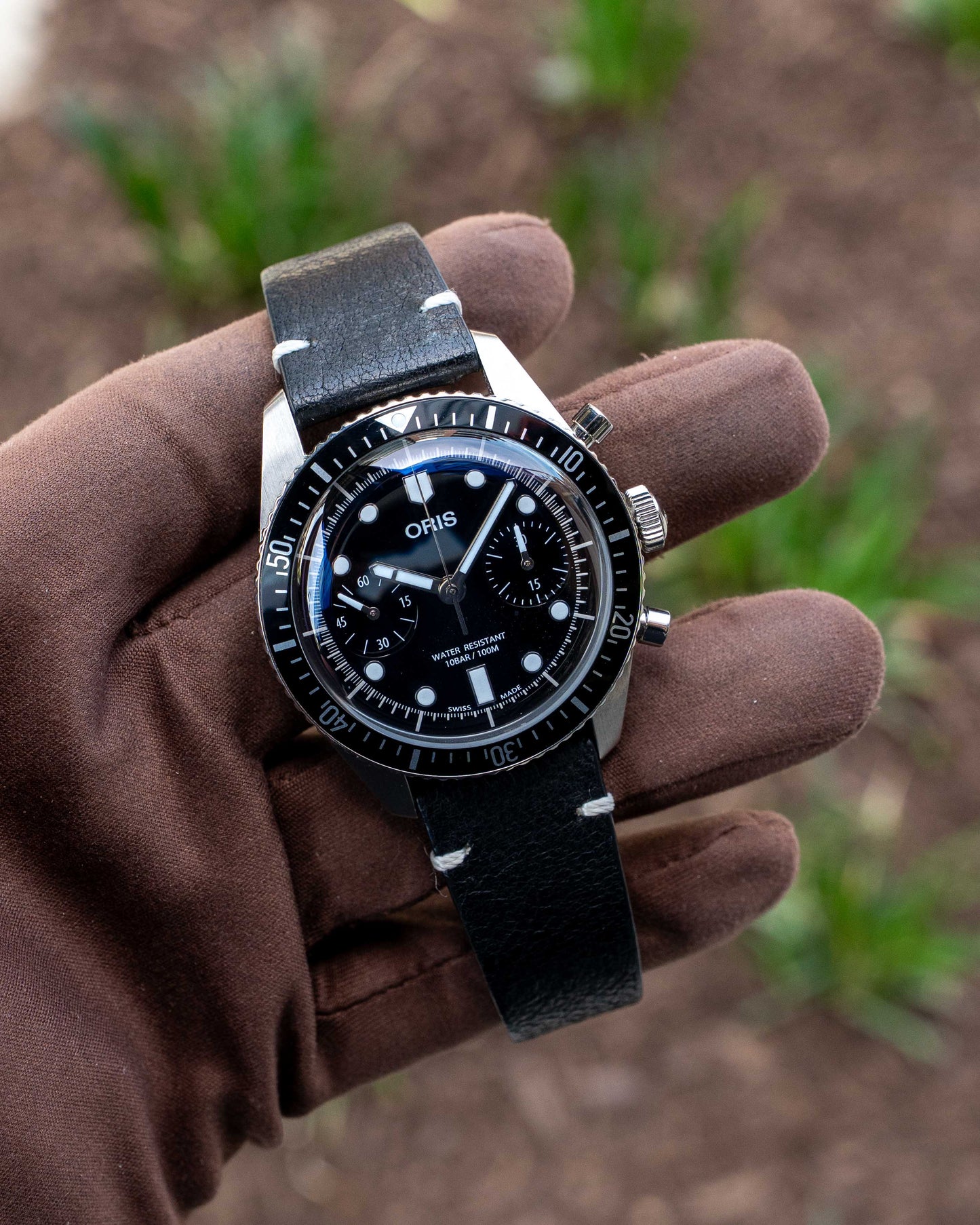 UNWORN Oris Divers Sixty Five Chronograph 40mm 01 771 7791 4054 Black Dial On Leather