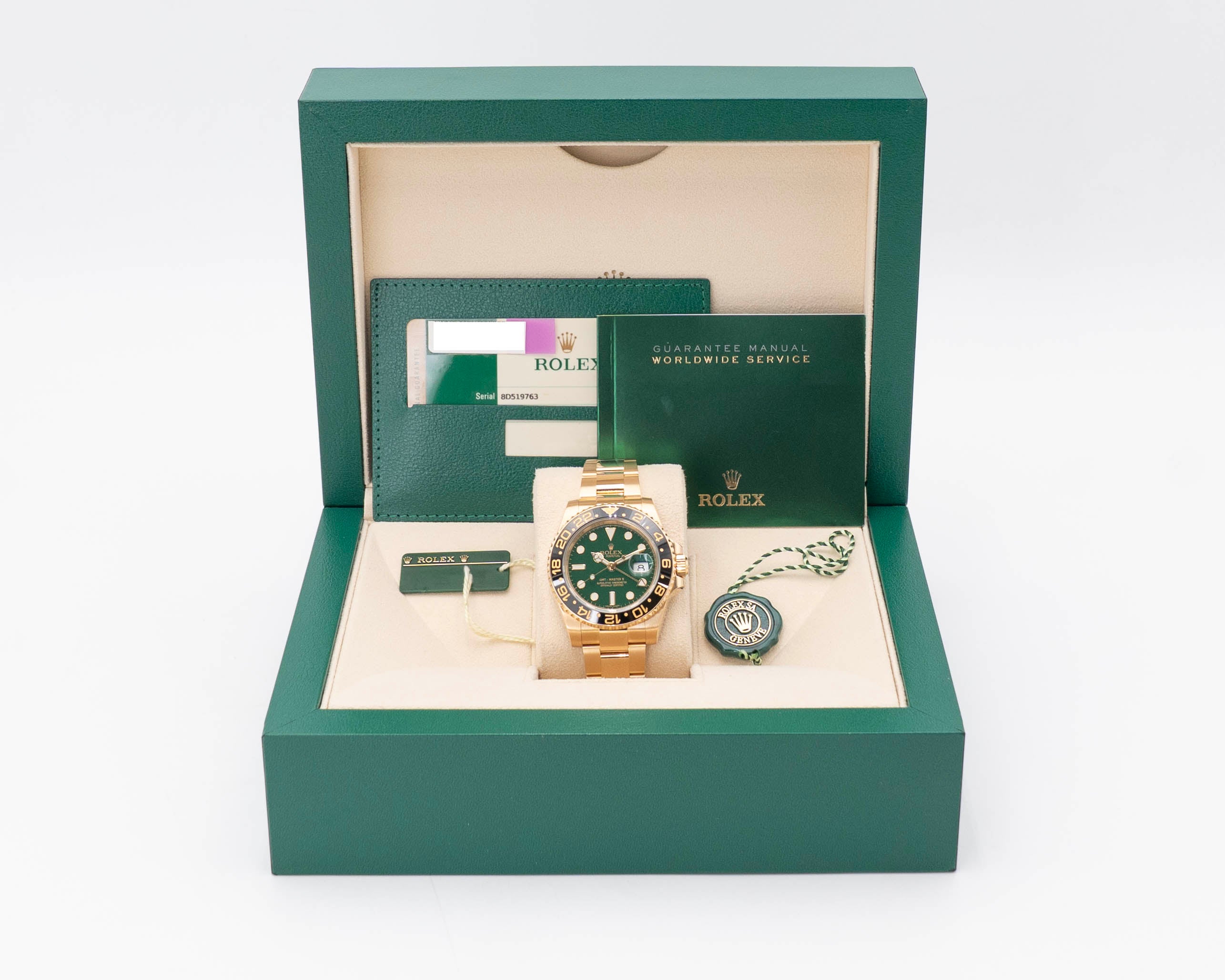 Rolex GMT Master II 40mm 116718LN Yellow Gold Green Dial 2015