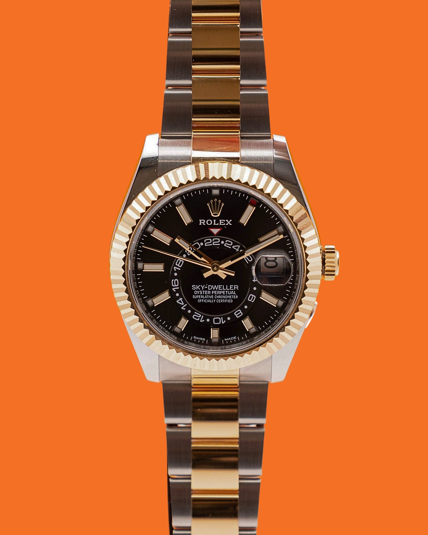 Unpolished - Rolex Skydweller 42mm 326933 Two Tone Yellow Gold Black Dial 2020
