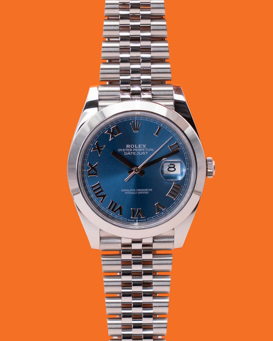 Rolex Datejust 41mm 126300 Blue Roman Smooth Jubilee